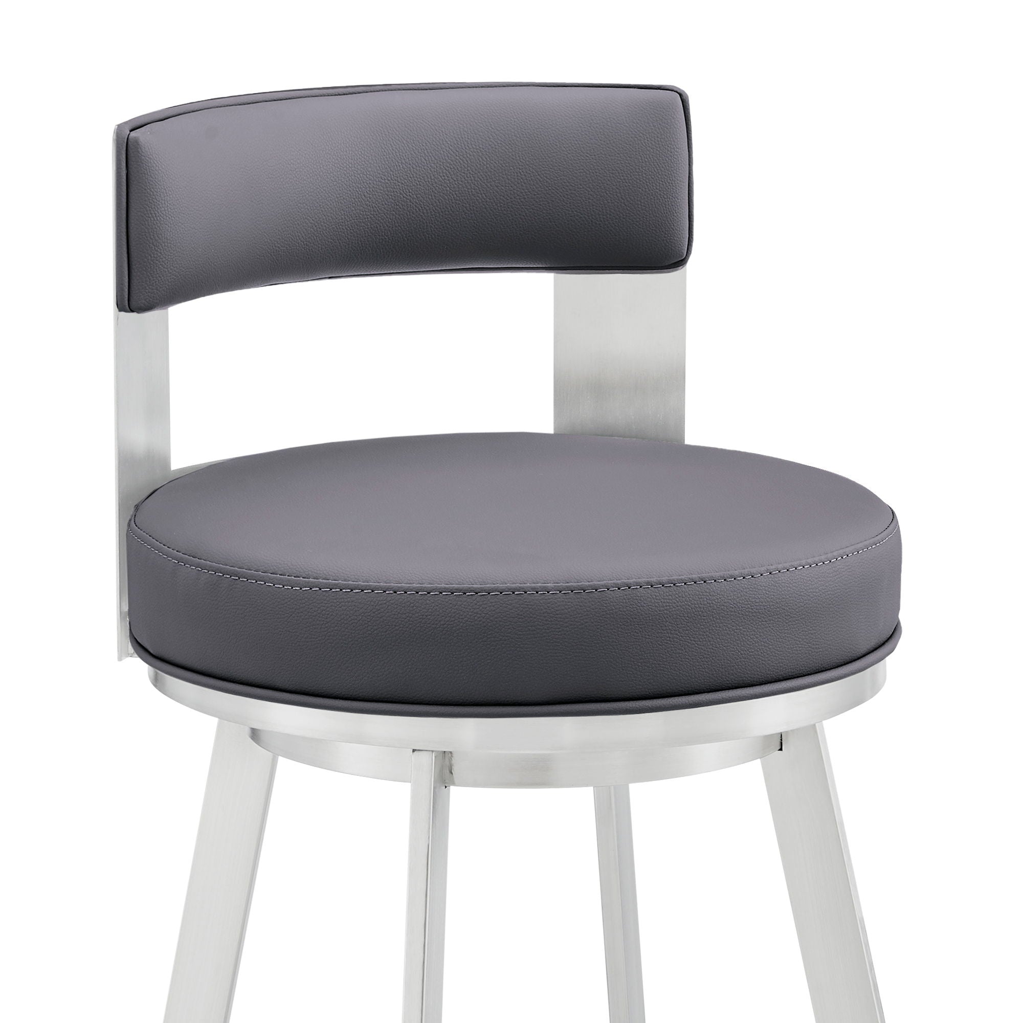 Lynof - Swivel Bar Stool - Brushed Stainless Steel Finish