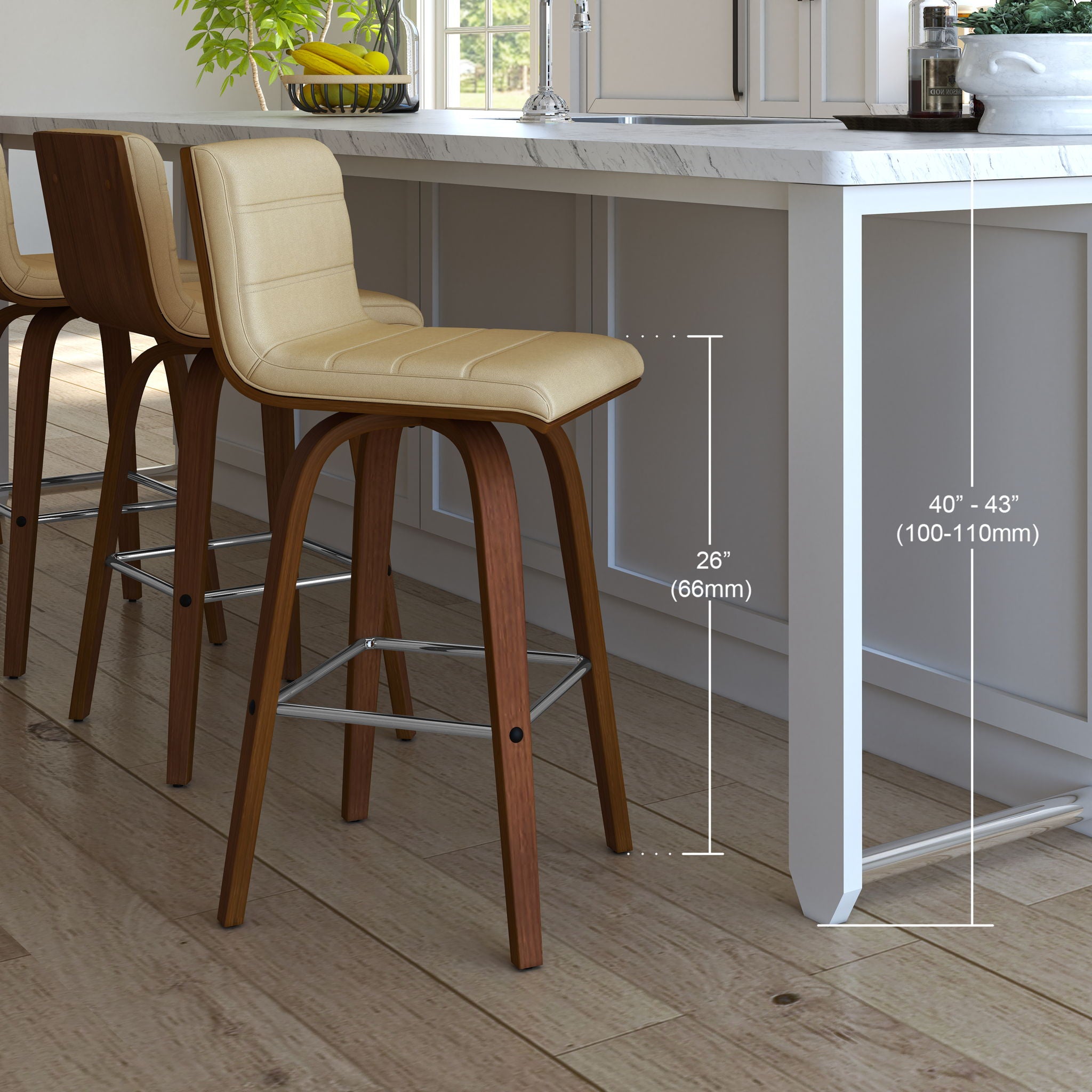 Vienna - 26" Swivel Counter Stool - Walnut Wood