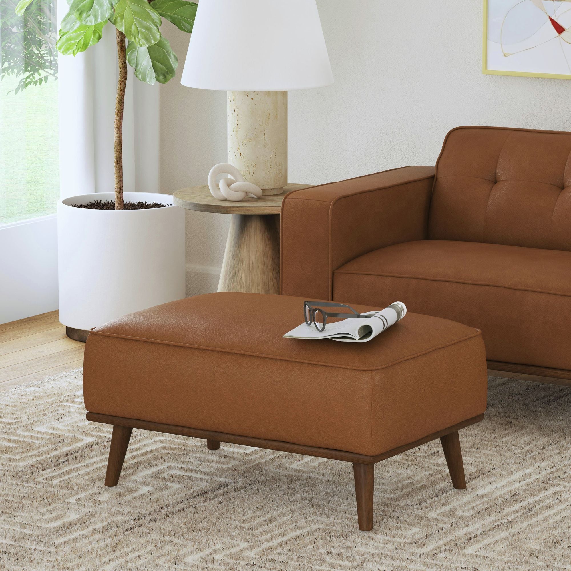 Destiny - Ottoman With Wood Base