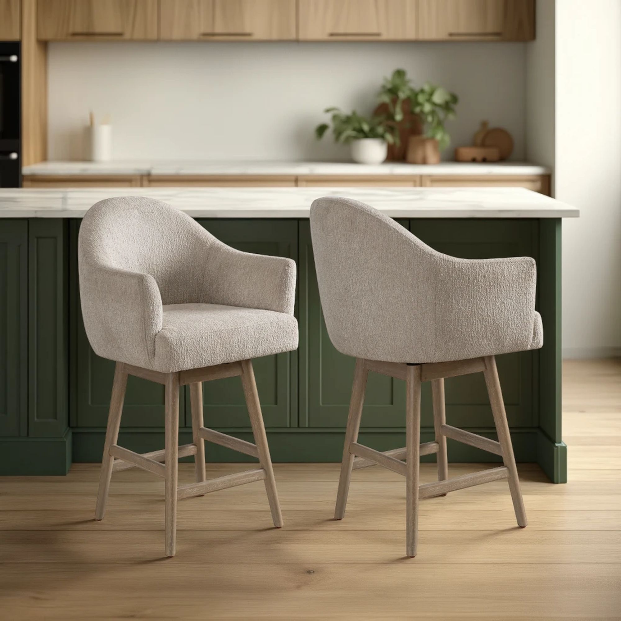 Jaxon - Solid Wood Upholstered 26" Counter Height Swivel Barstool