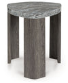 Surmour - Triangle End Table - Gray / Brown