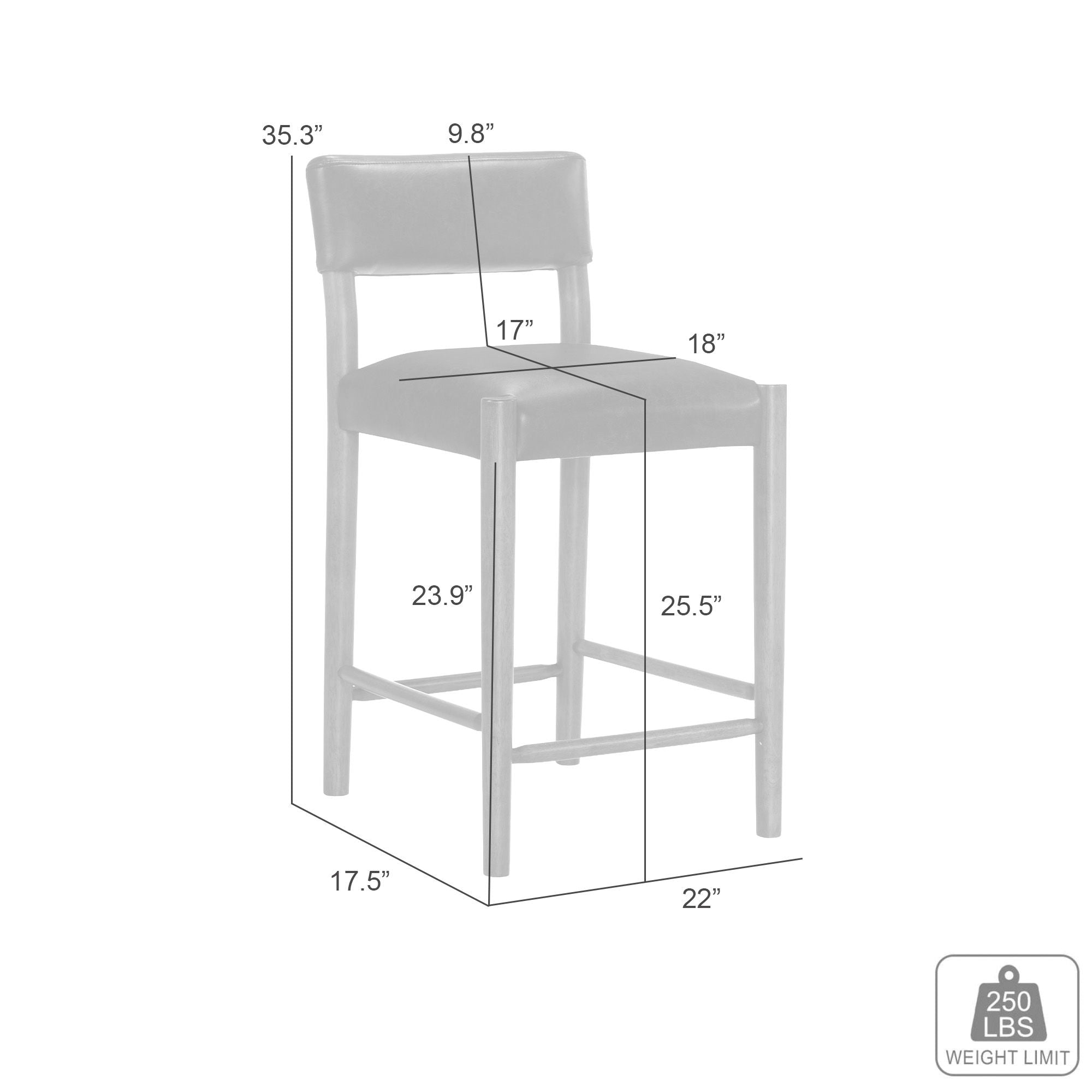 Bennet - Modern Wood Counter Height Kitchen Bar Stool