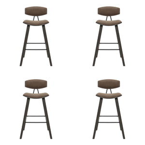Fox - Bar Height Curved Back Wood Bar Stool With Faux Leather Seat
