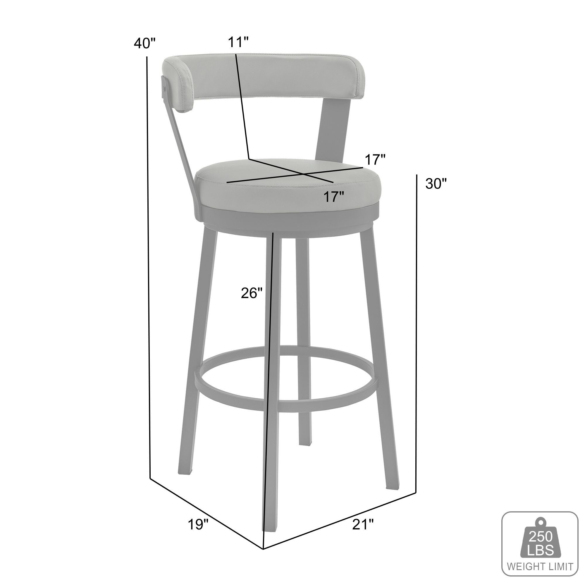 Kobe - Swivel Bar Stool - Black Finish