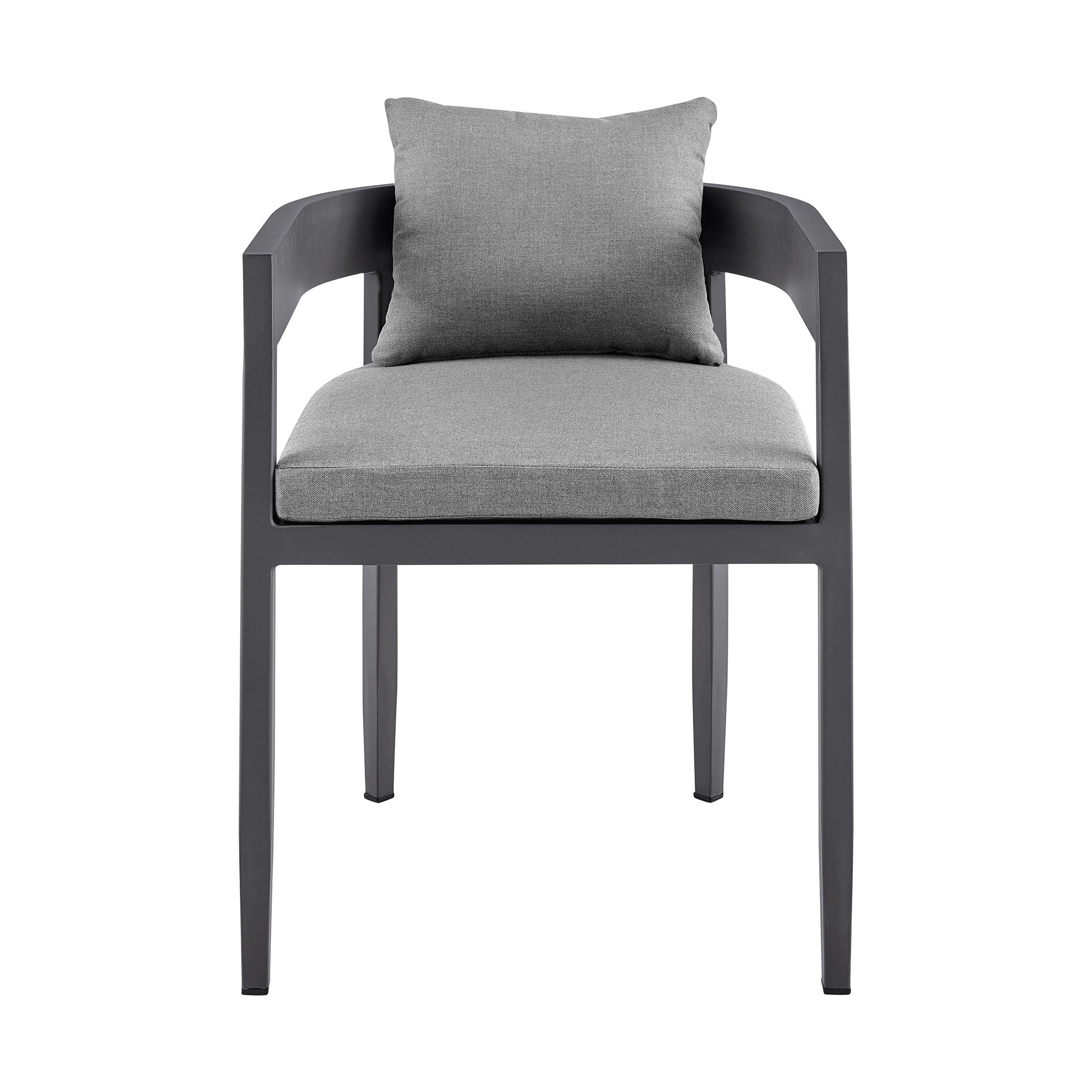 Menorca - Outdoor Patio Dining Chairs In Aluminum With Gray Cushions - (Set Of 2)