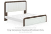 Kendanport - King Upholstered Headboard/Footboard - Brown / White