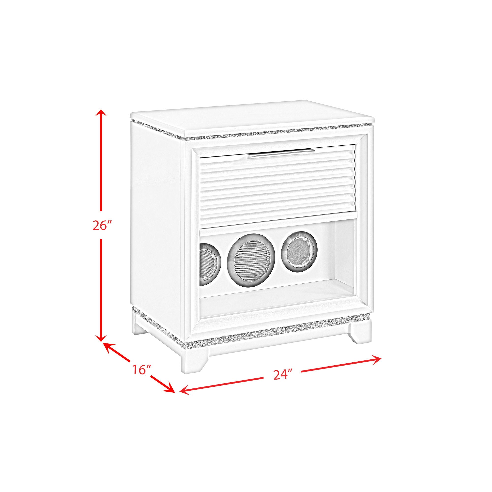 Denmark - 1-Drawer Nightstand With Speaker And USB - White