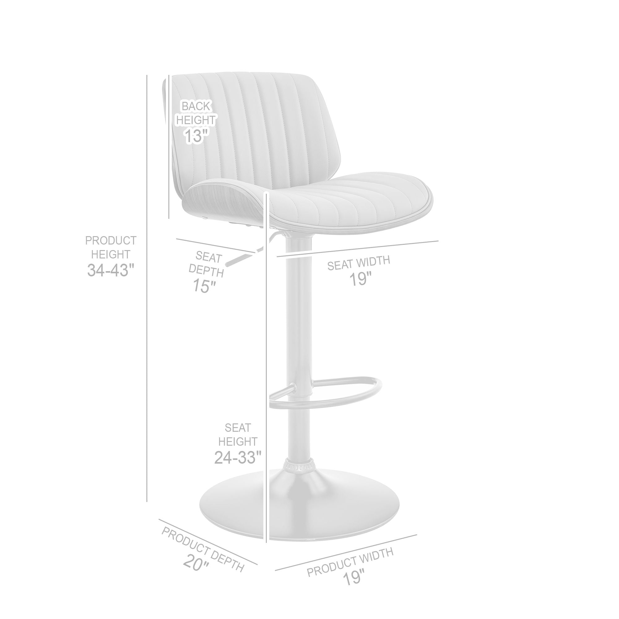 Brock - Adjustable Bar Stool With Black Base
