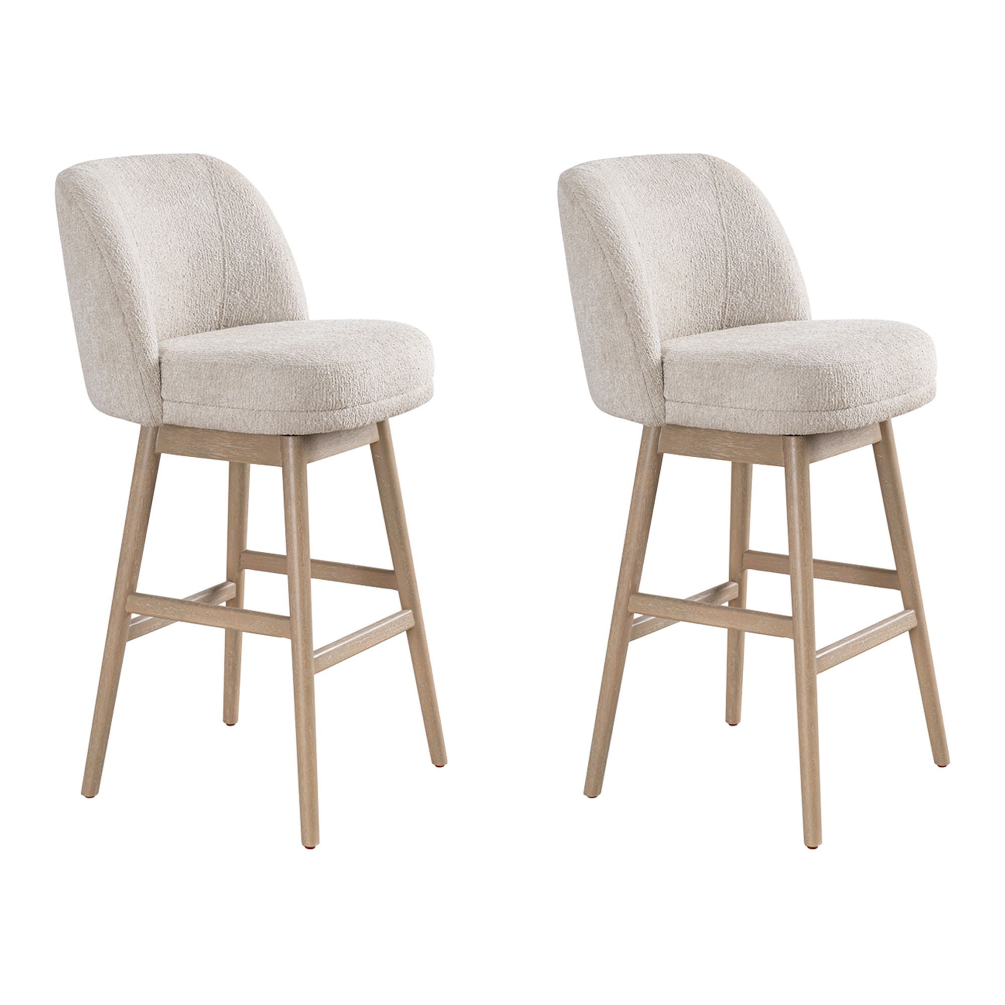 Sadie - Solid Wood Upholstered 30" Bar Height Swivel Barstool