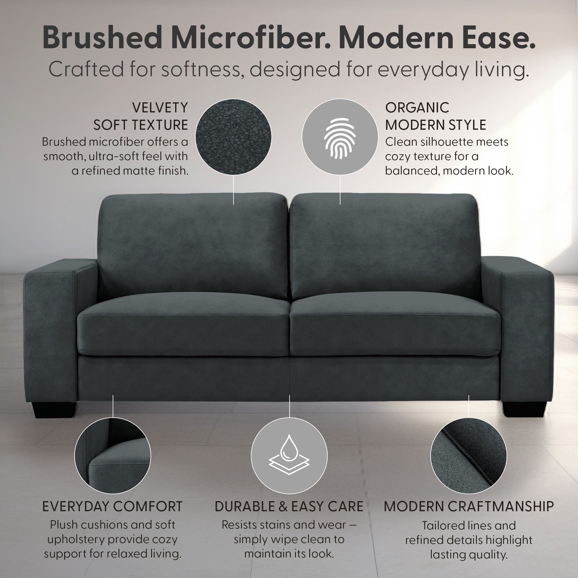 Yvonne - Fabric Sofa With Track Arms