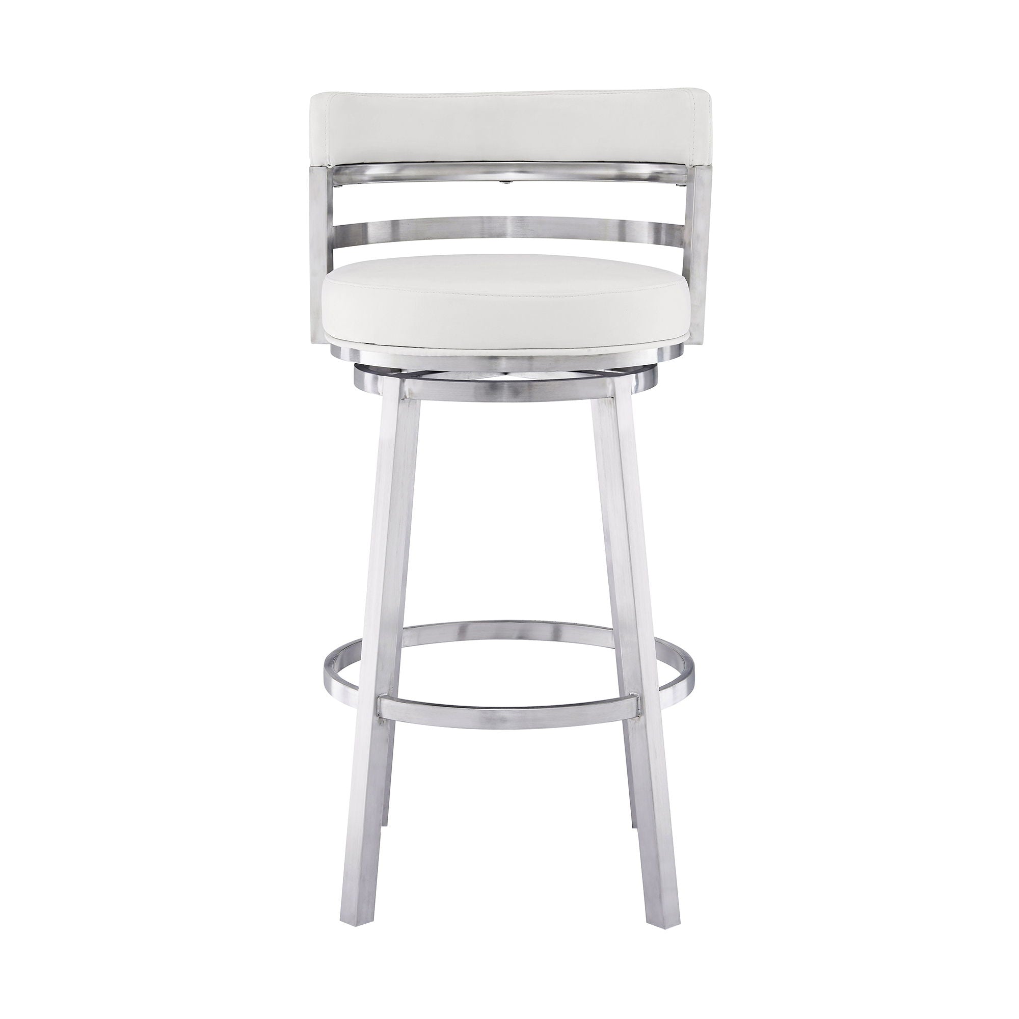 Titana - Swivel Faux Leather And Brushed Stainless Steel Bar Stool
