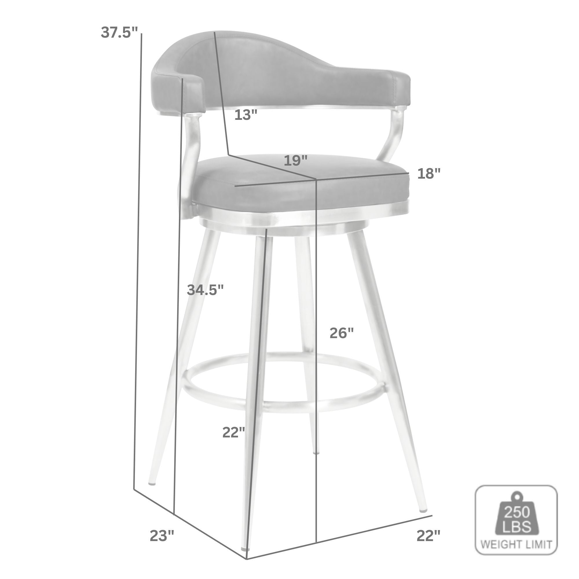 Justin - Swivel Vintage Bar Stool With Metal Legs