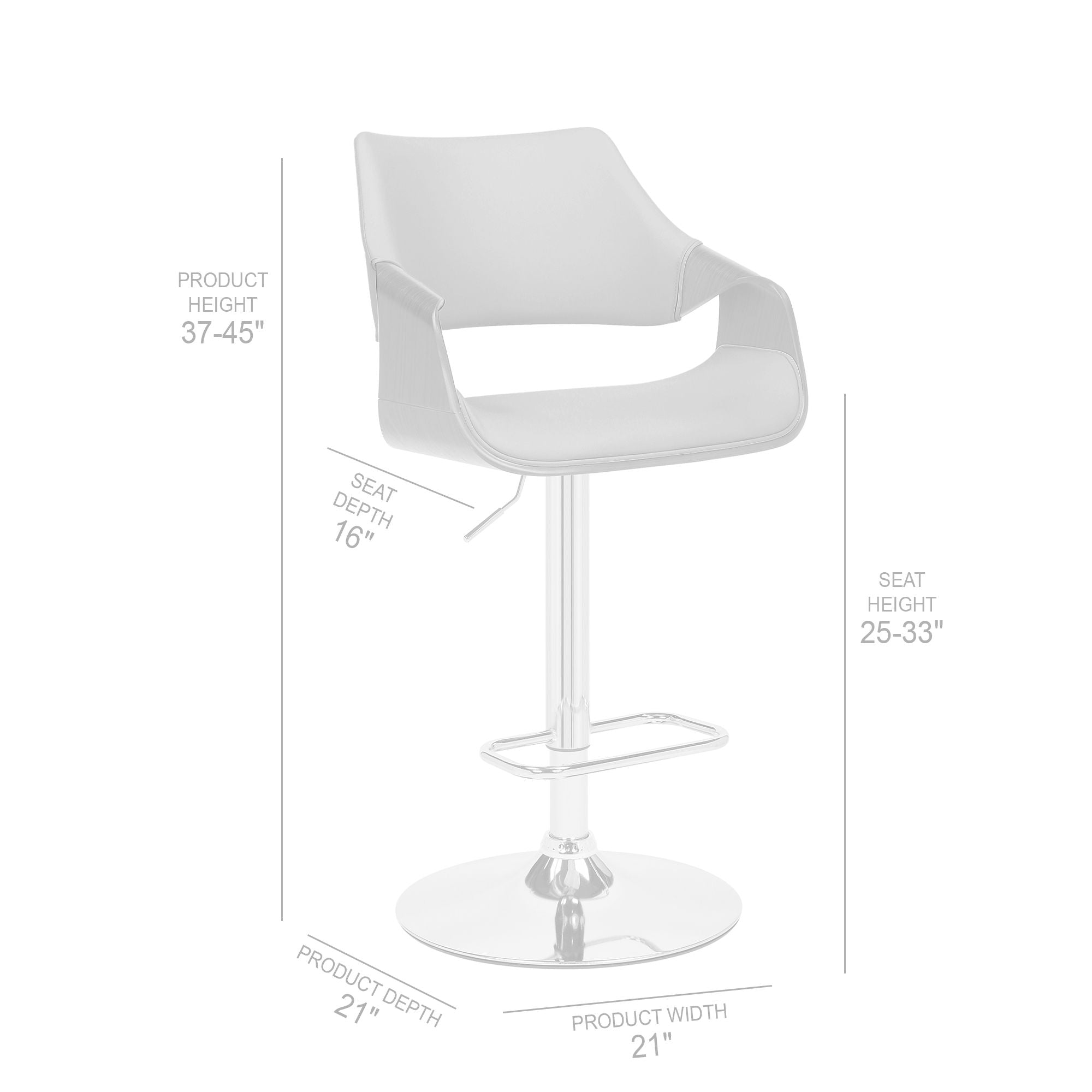 Aspen - Adjustable Bar Stool Chrome Base