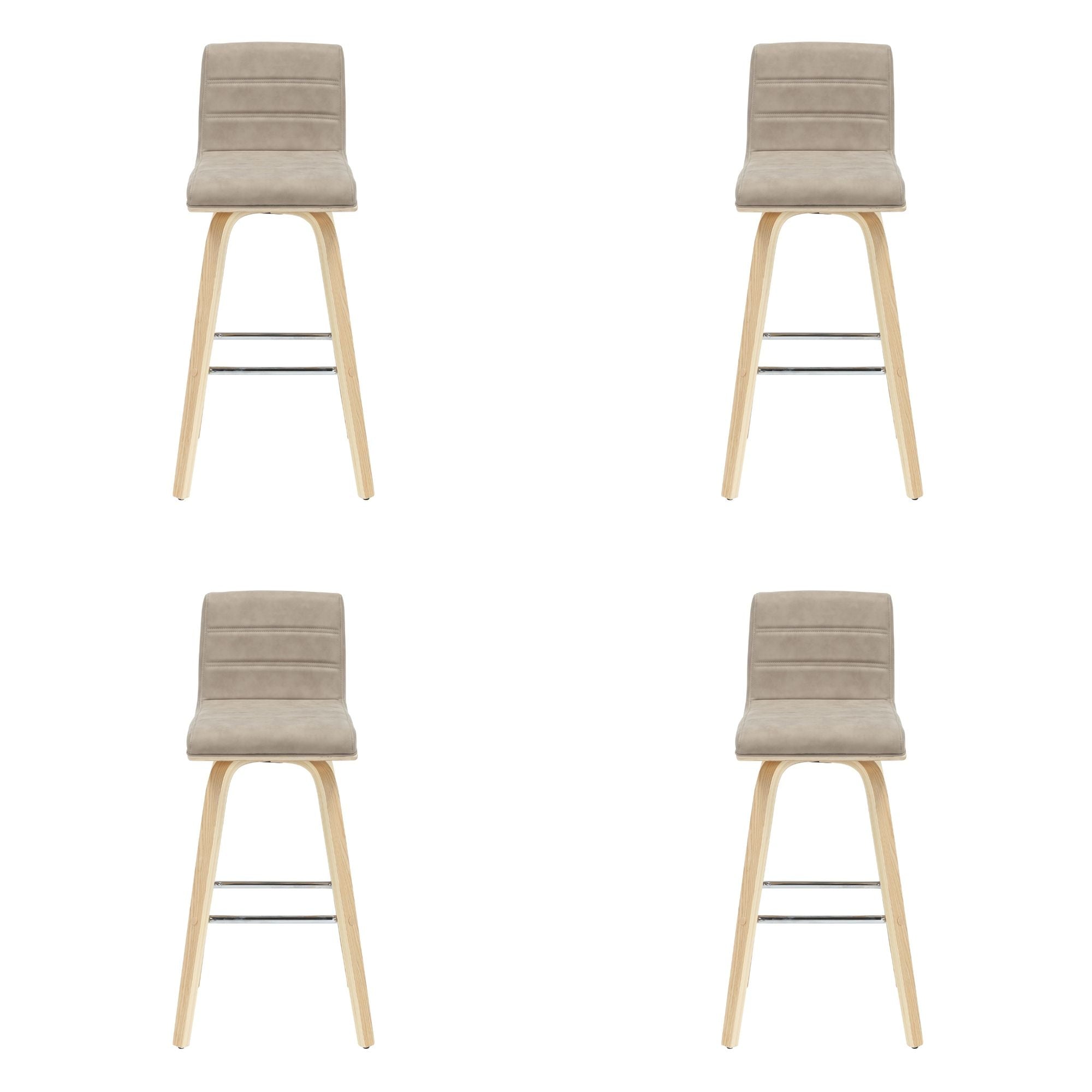 Vienna - 39.5" Swivel Bar Height Square Back Wood Bar Stool With Faux Leather Seat