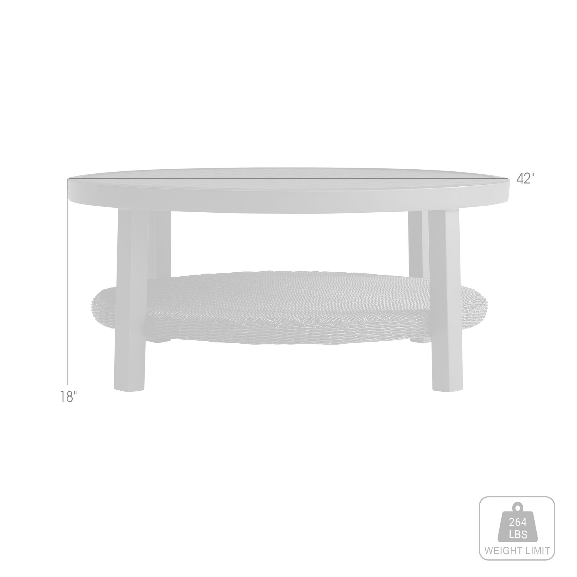 Grand - Aluminum Outdoor Round Conversation Table With Wicker Shelf - Black