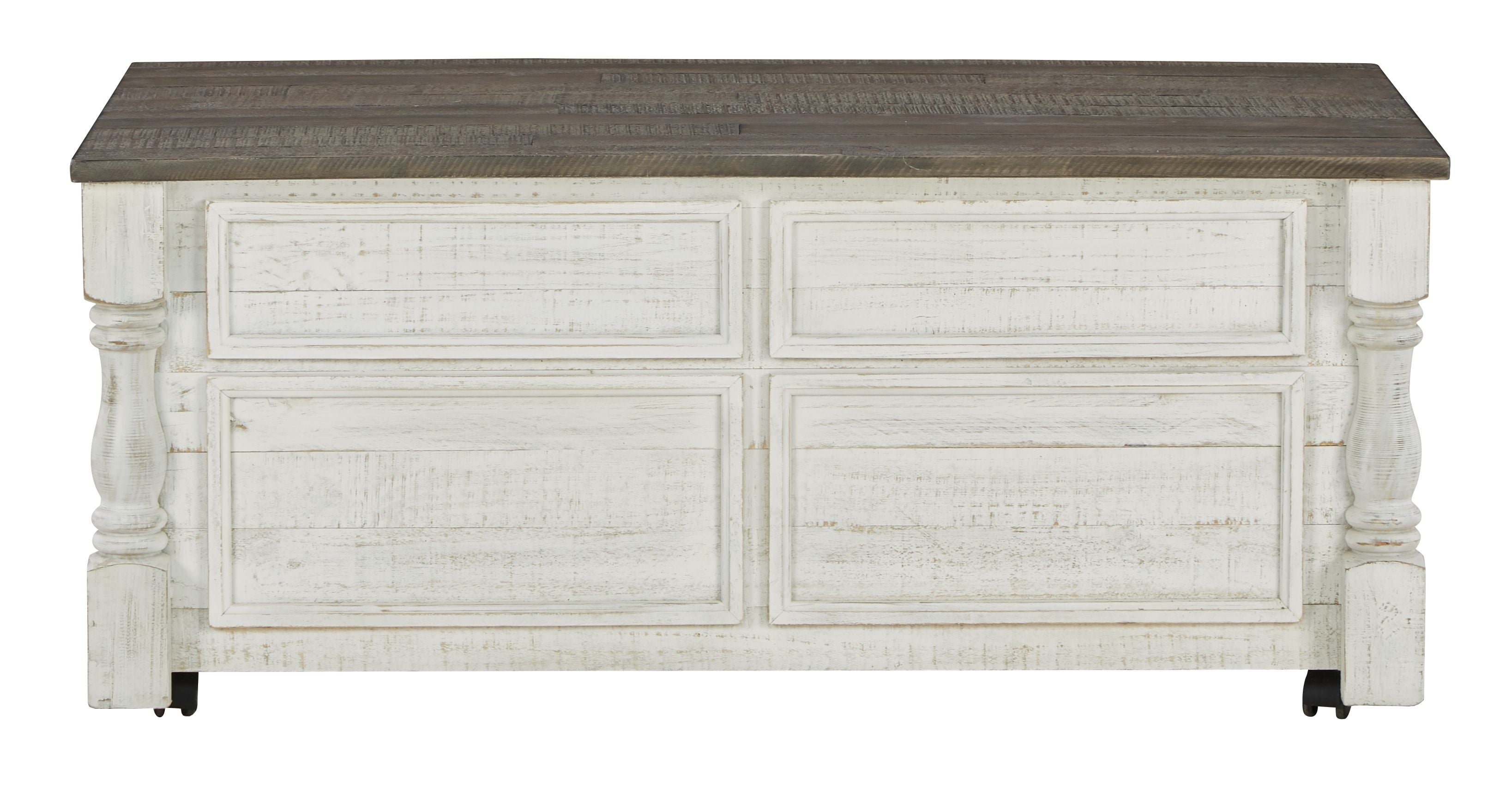 Havalance - Lift Top Cocktail Table with Storage Drawers - White / Gray