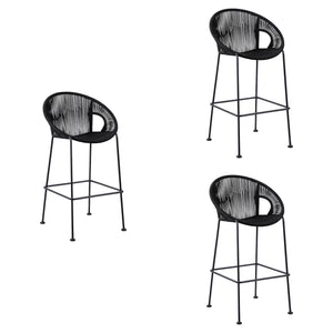 Acapulco - Indoor Outdoor Steel Bar Stool With Rope Set