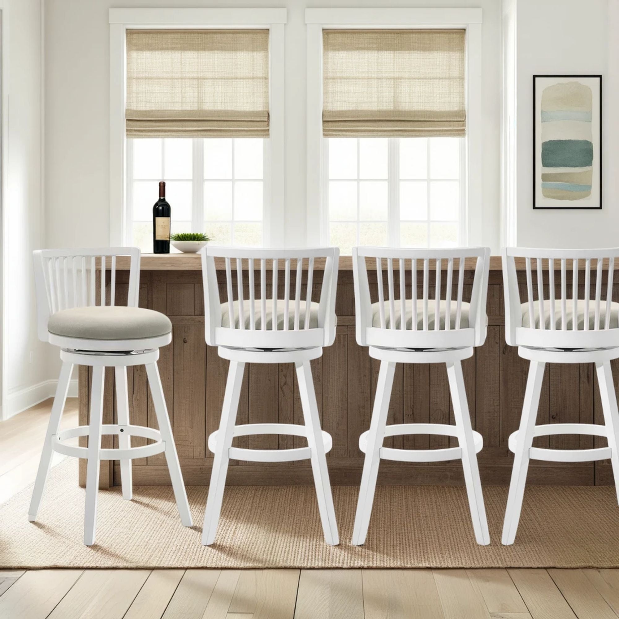 Harper - 30" Amber Glow Bar Height Rubberwood Swivel Barstool