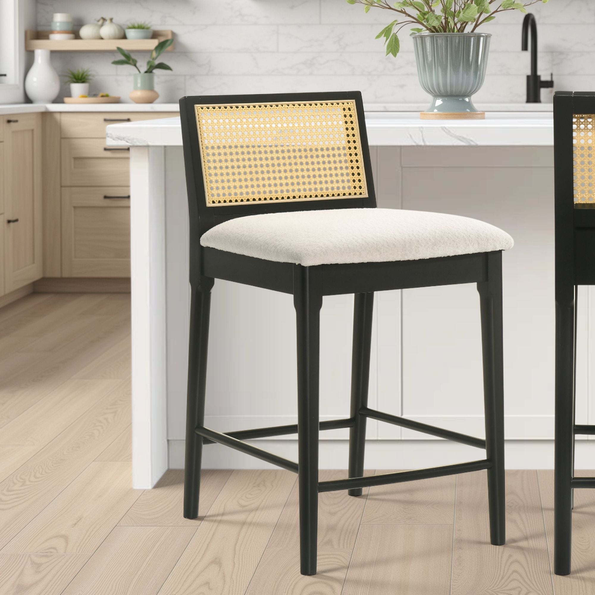 Tobias - Coastal Modern Wood Counter Height Kitchen Bar Stool