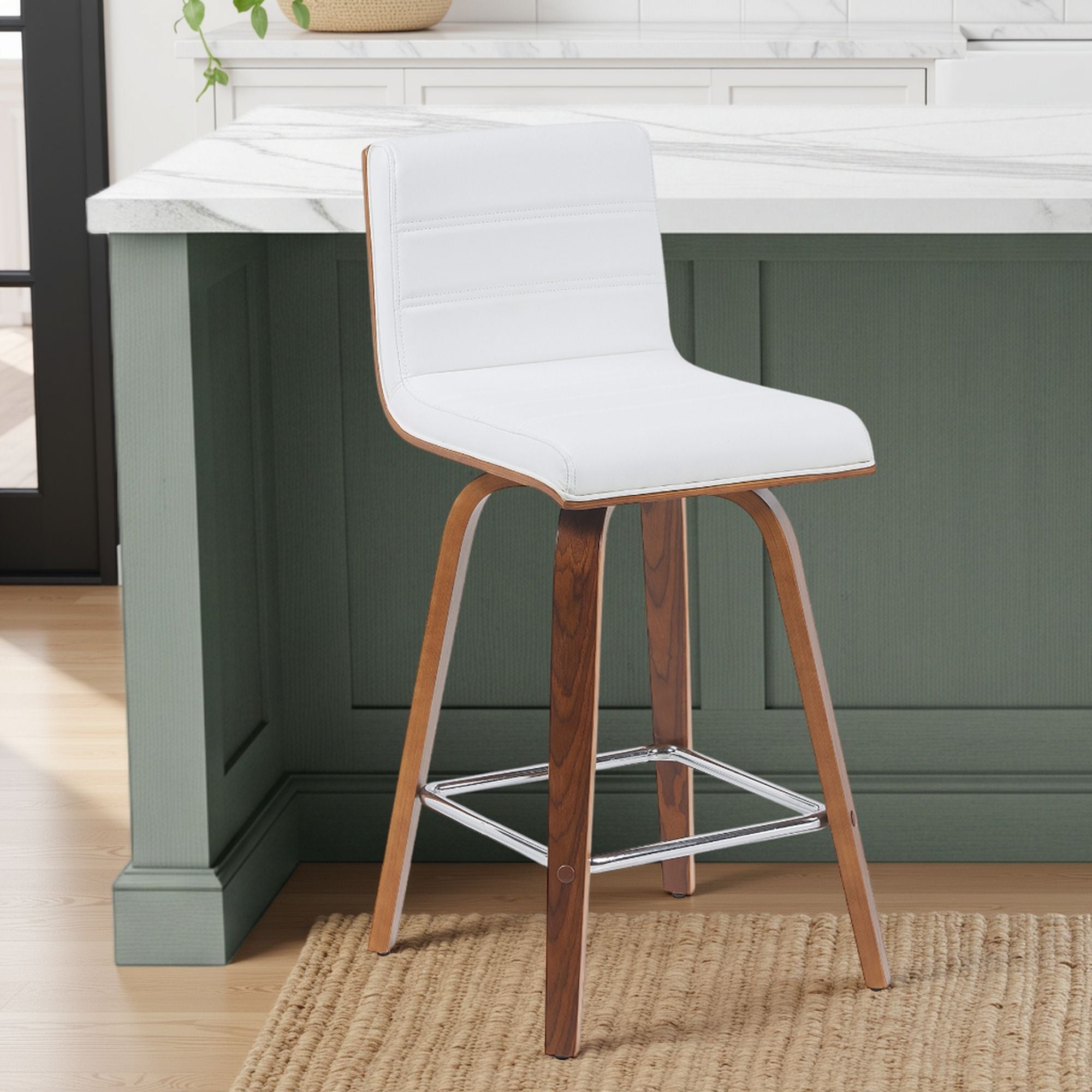 Vienna - Modern Counter Height Swivel Bar Stool - Walnut Finished Wood Frame
