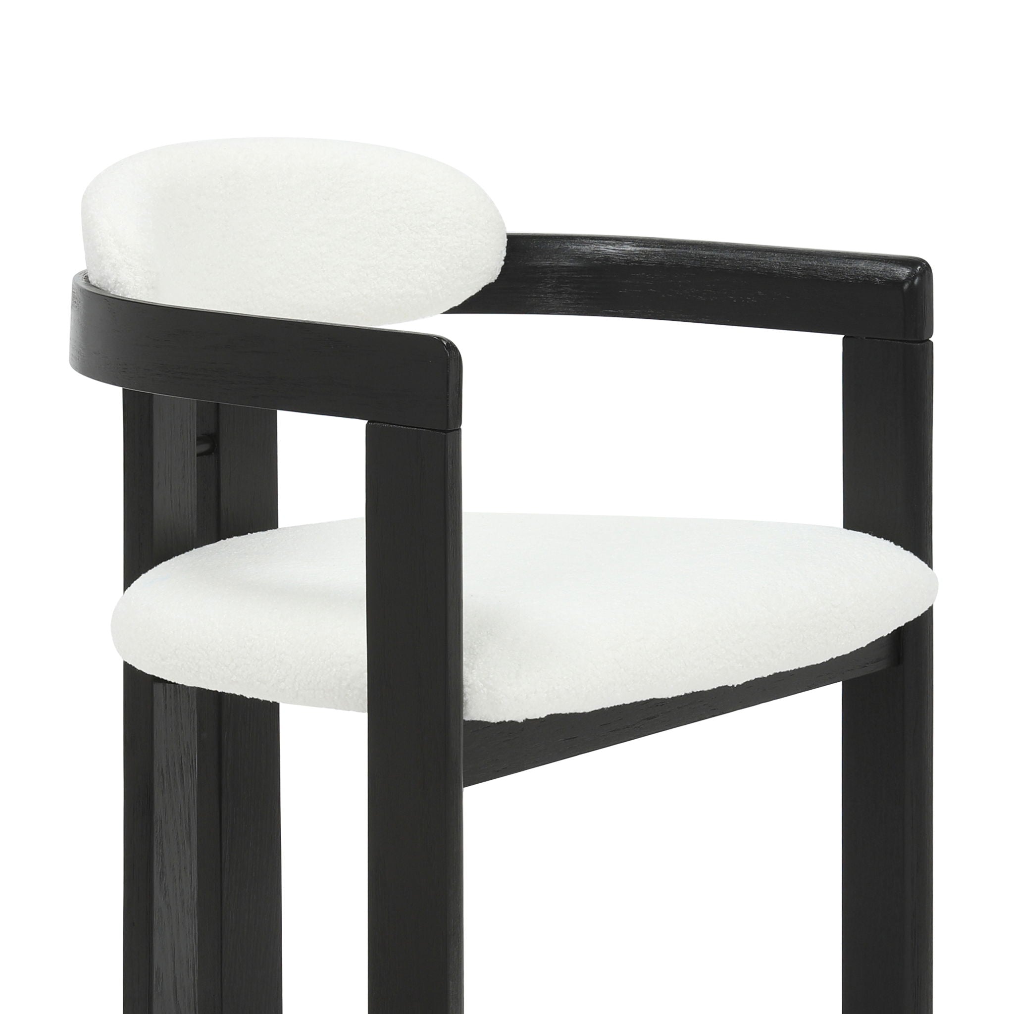 Jazmin - Curved Back Wood Dining Chair With Boucle Fabric Seat Set