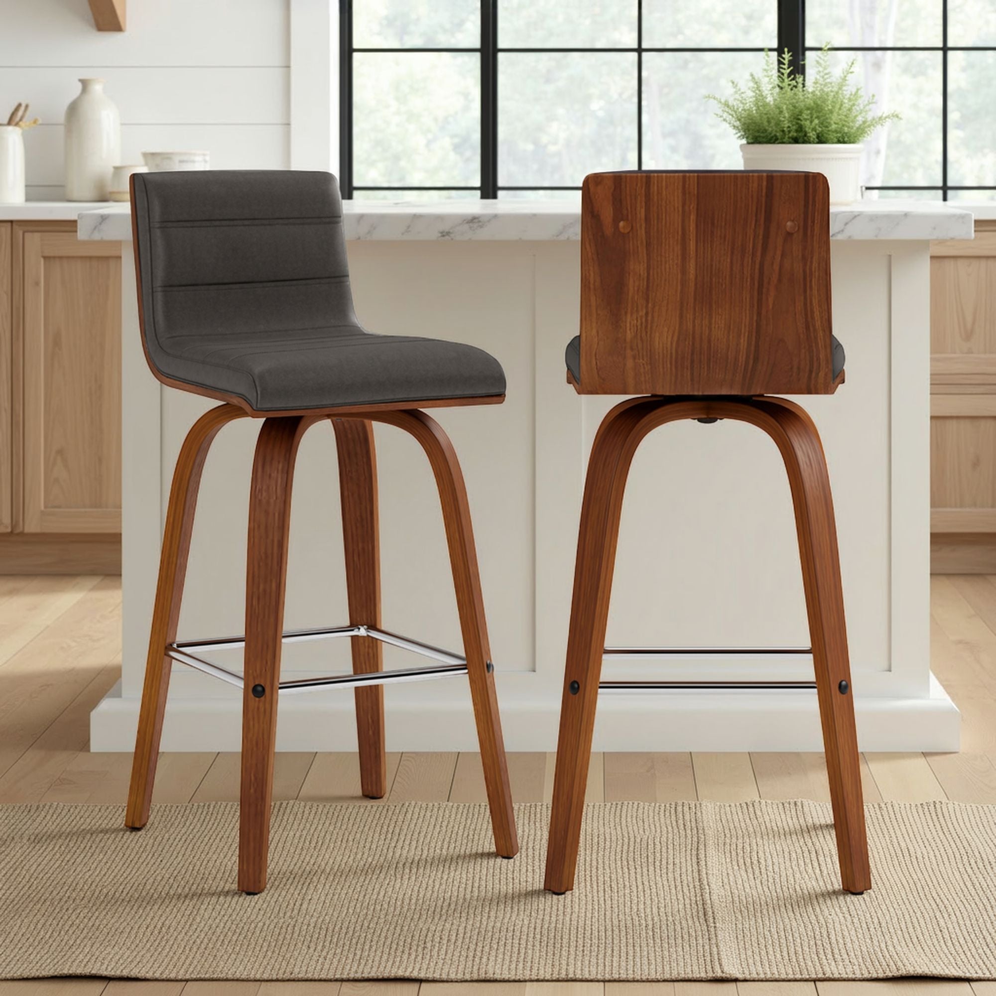 Vienna - 26" Swivel Counter Stool - Walnut Wood