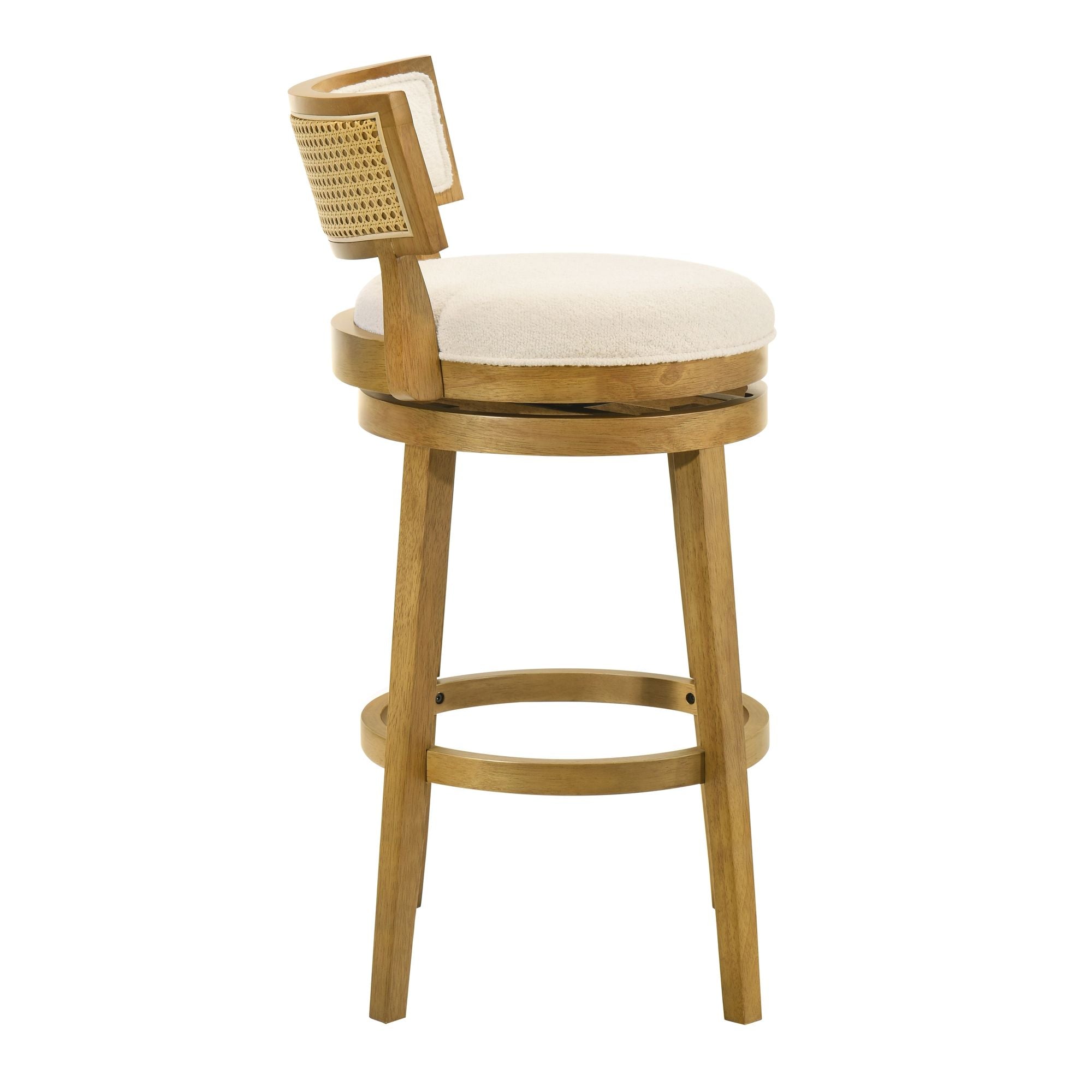 Noely - Modern Farmhouse Swivel Wood Bar Height Kitchen Bar Stool