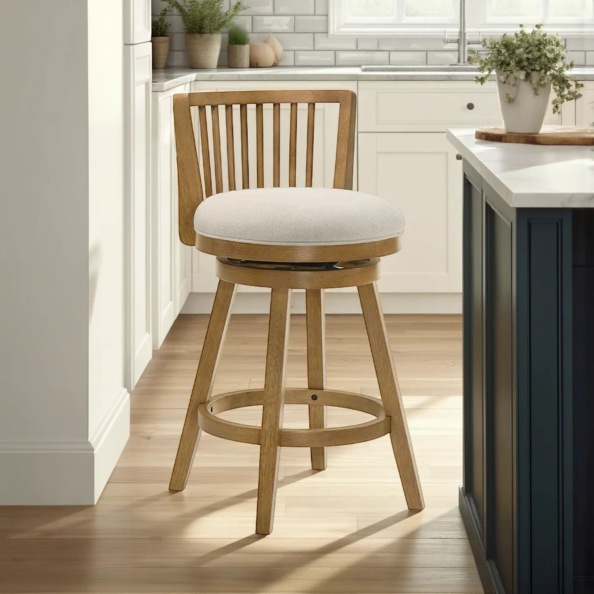Harper - 26" Amber Glow Counter Height Rubberwood Swivel Barstool