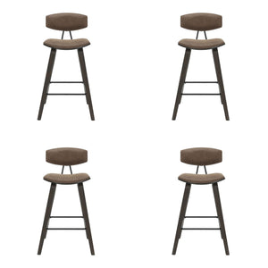 Fox - Counter Height Curved Back Wood Bar Stool With Faux Leather Seat