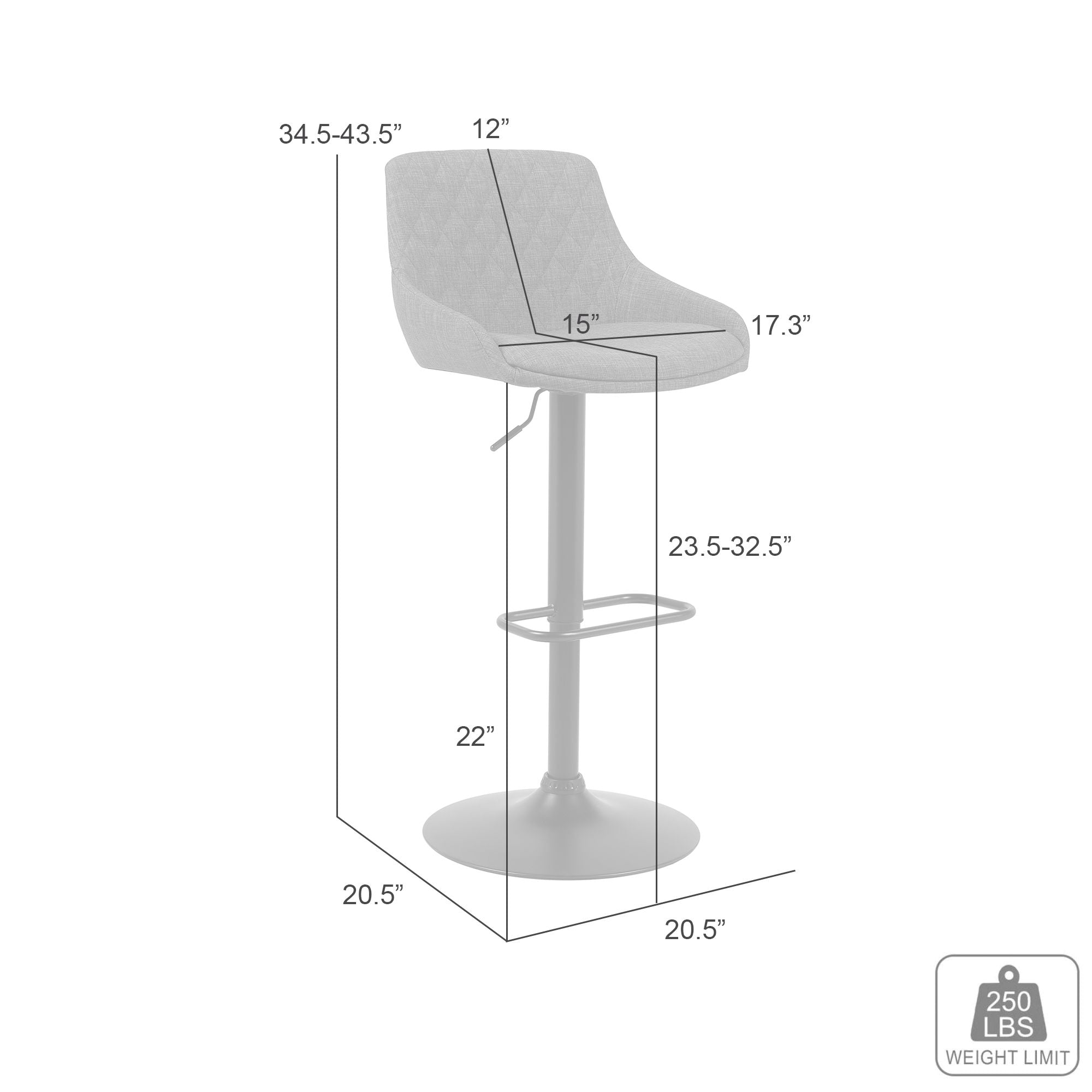 Anibal - Adjustable Height Swivel Bar Stool
