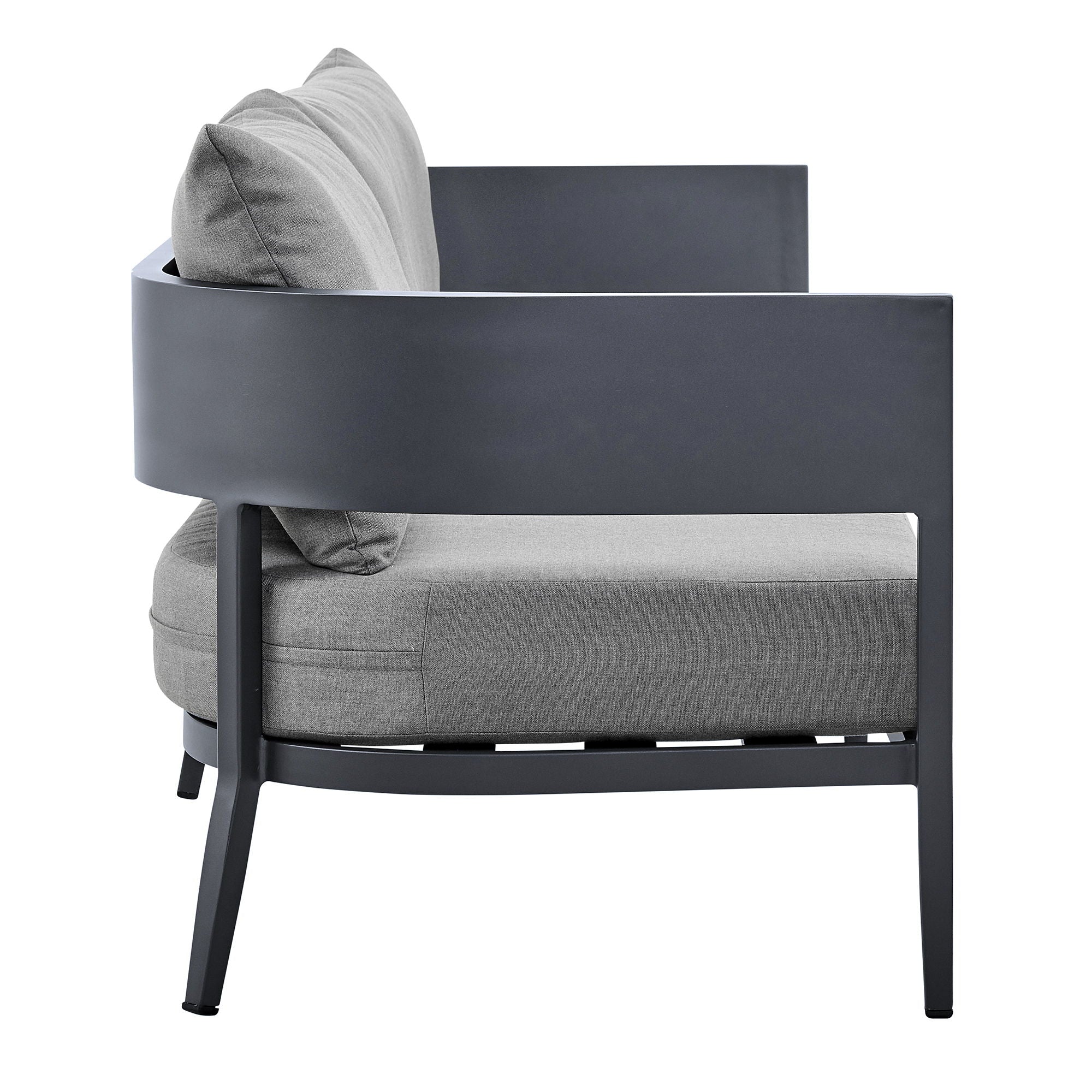 Argiope - 4 Piece Outdoor Aluminum & Fabric Outdoor Conversation Set - Dark Gray