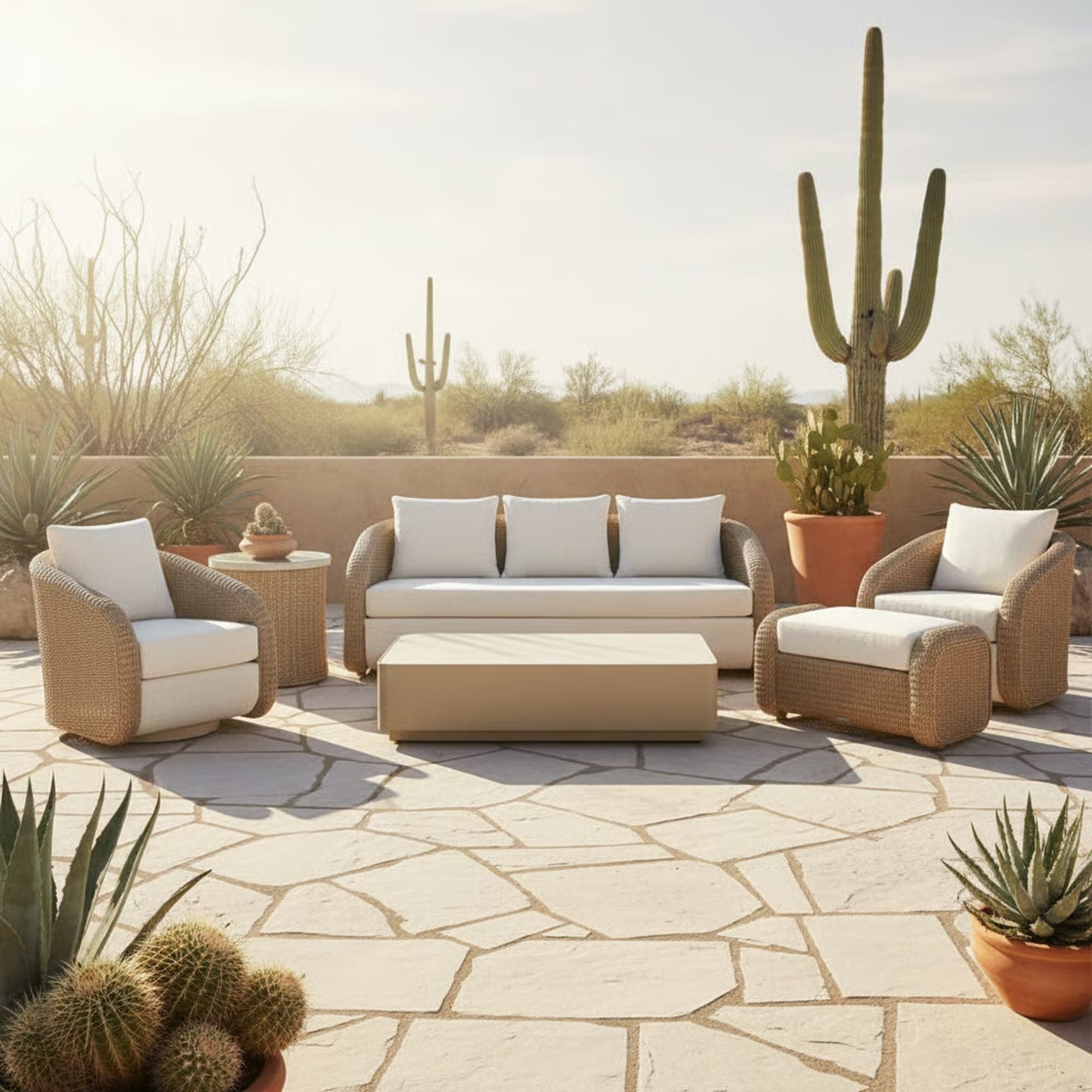 Pavilion - Powder Coated Metal Outdoor Conversation Set With Cushions