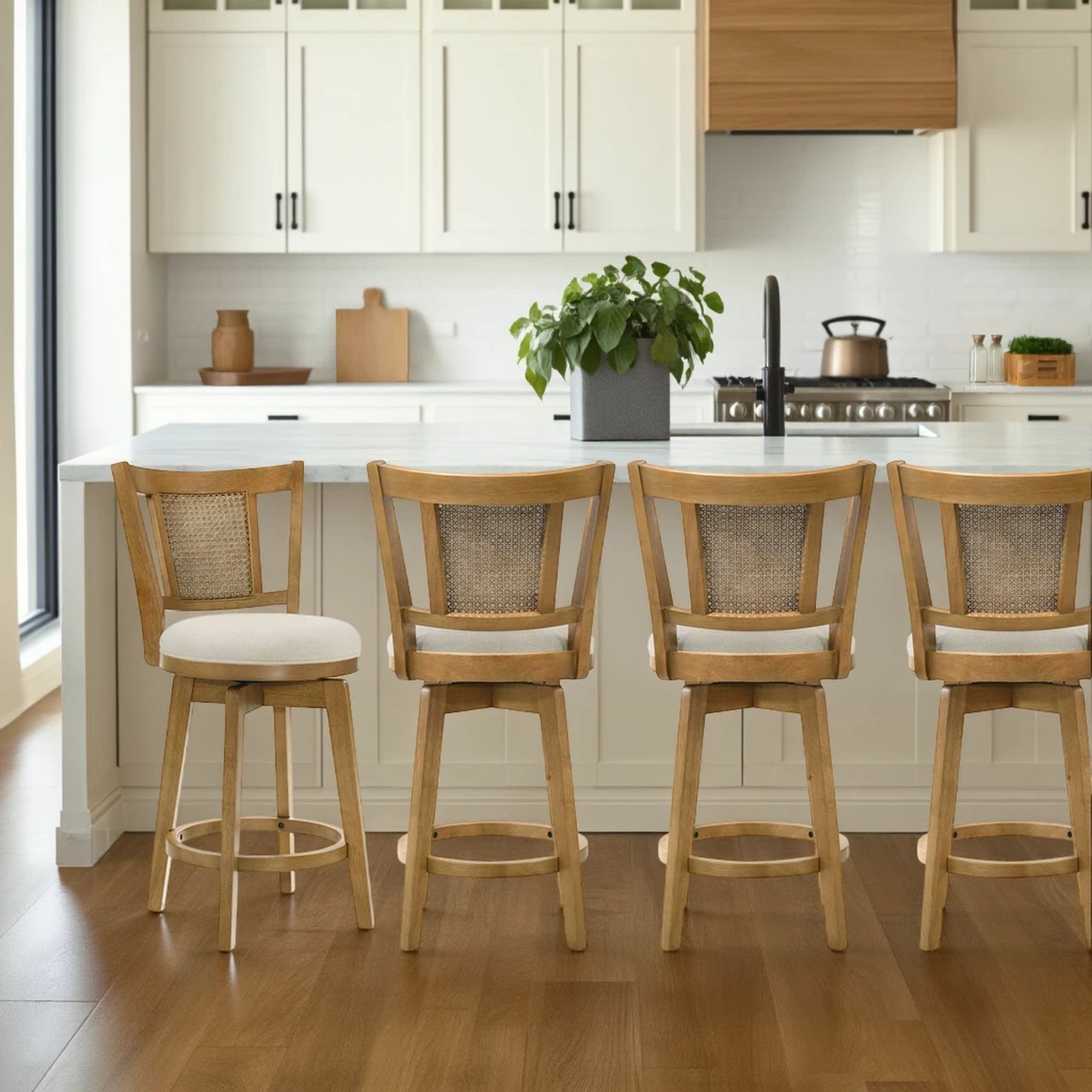 Isla - 26" Amber Glow Counter Height Rubberwood Swivel Barstool