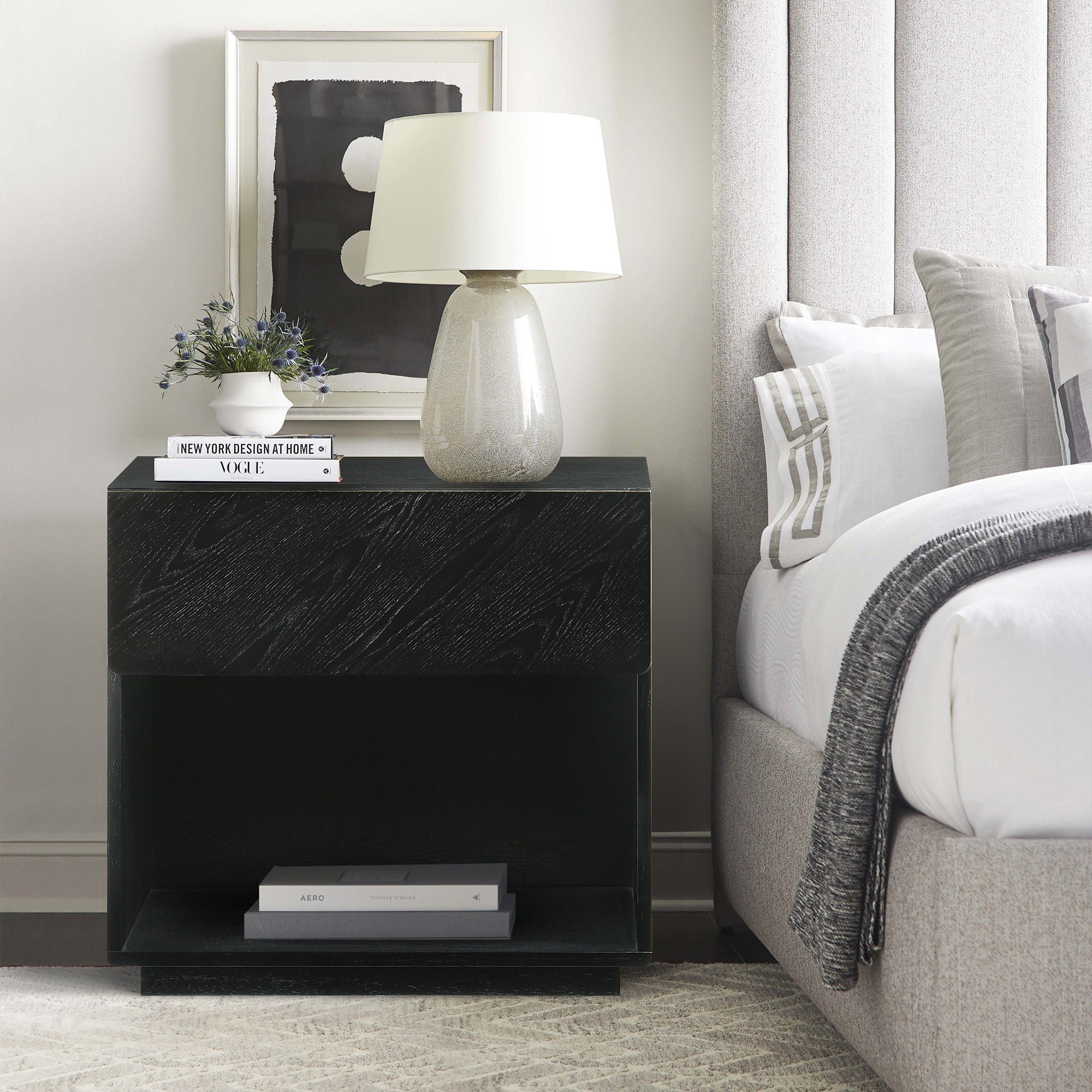 Petra - 1 Drawer Wood Nightstand - Black