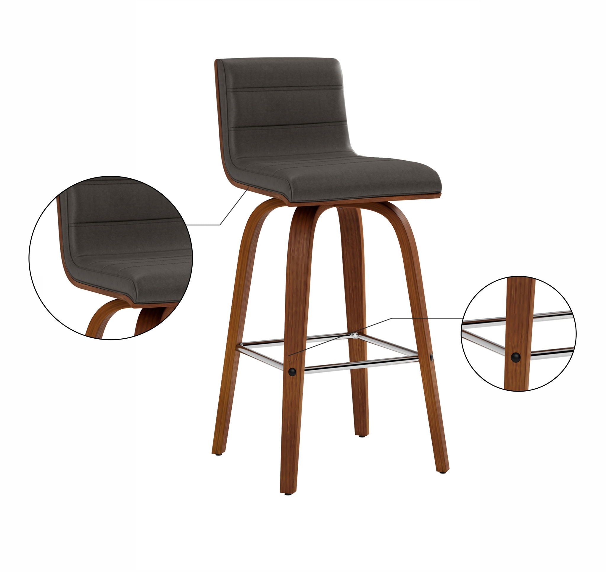 Vienna - 26" Swivel Counter Stool - Walnut Wood