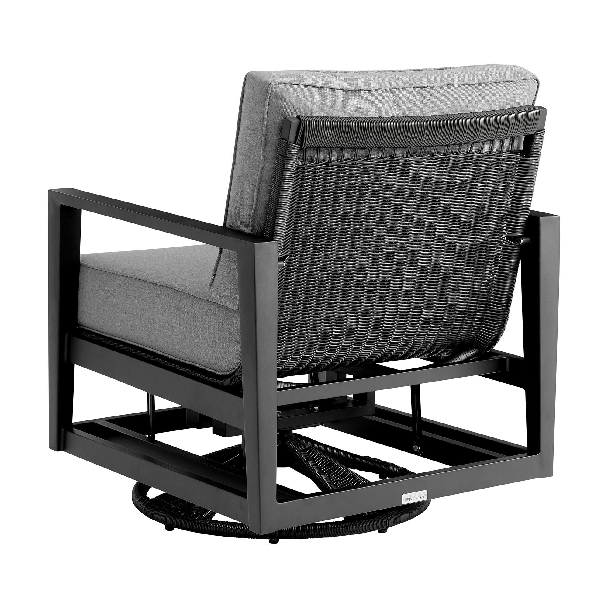 Grand - Aluminum Outdoor Swivel Glider Chair With Cushions - Black / Dark Gray