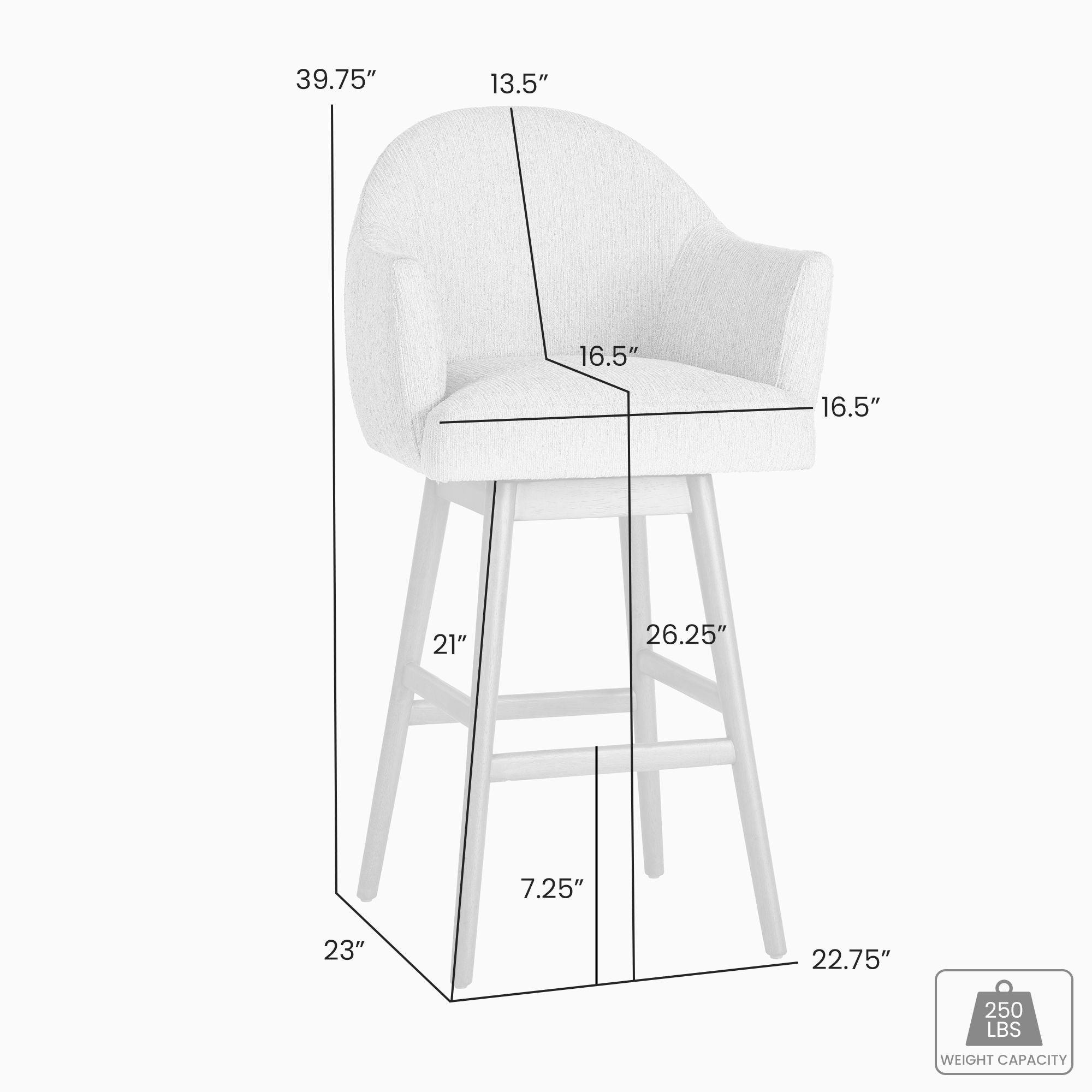 Jaxon - Solid Wood Upholstered 26" Counter Height Swivel Barstool
