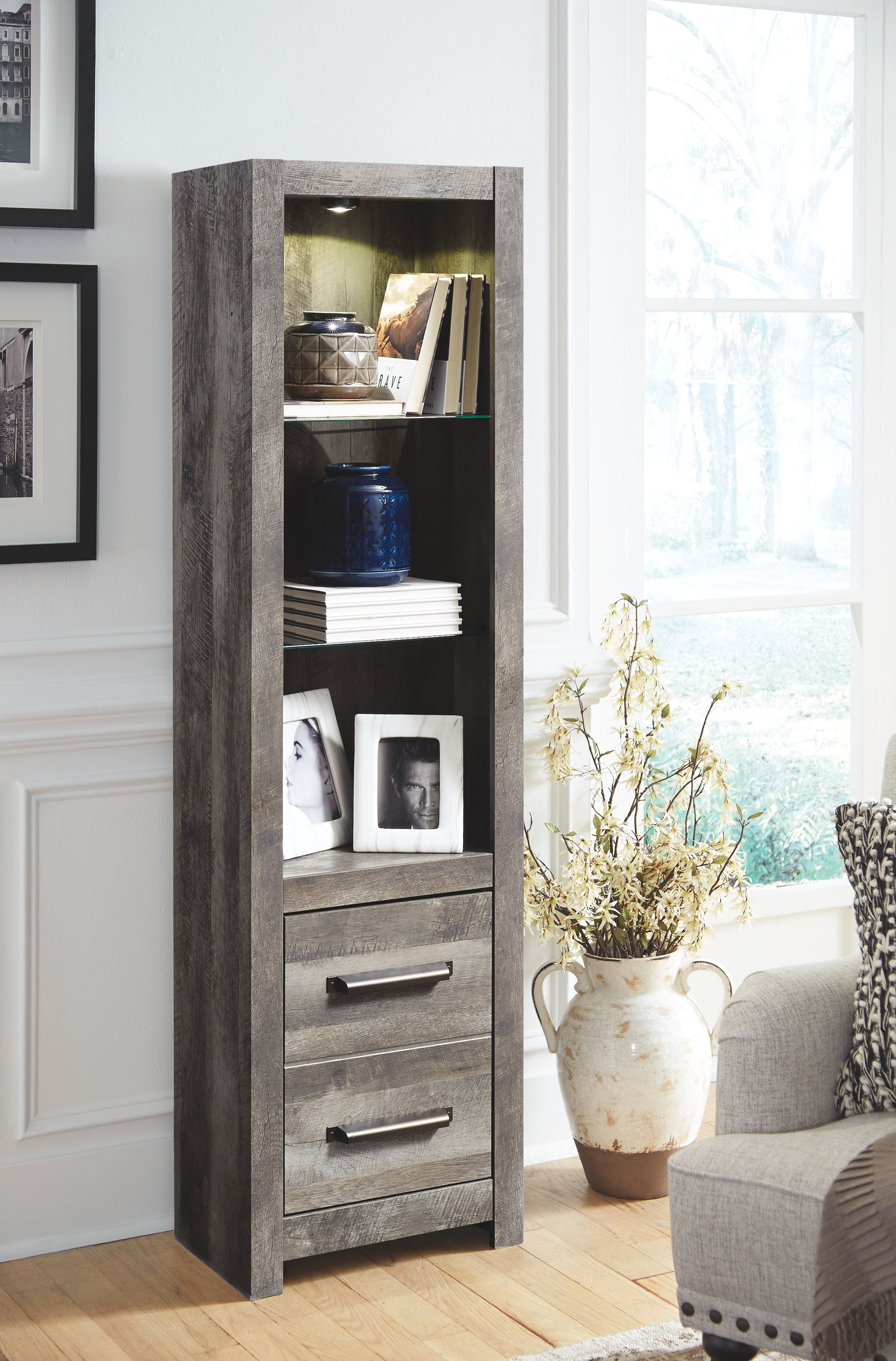 Wynnlow - Pier - Two Drawers & Two Shelves - Gray Dark