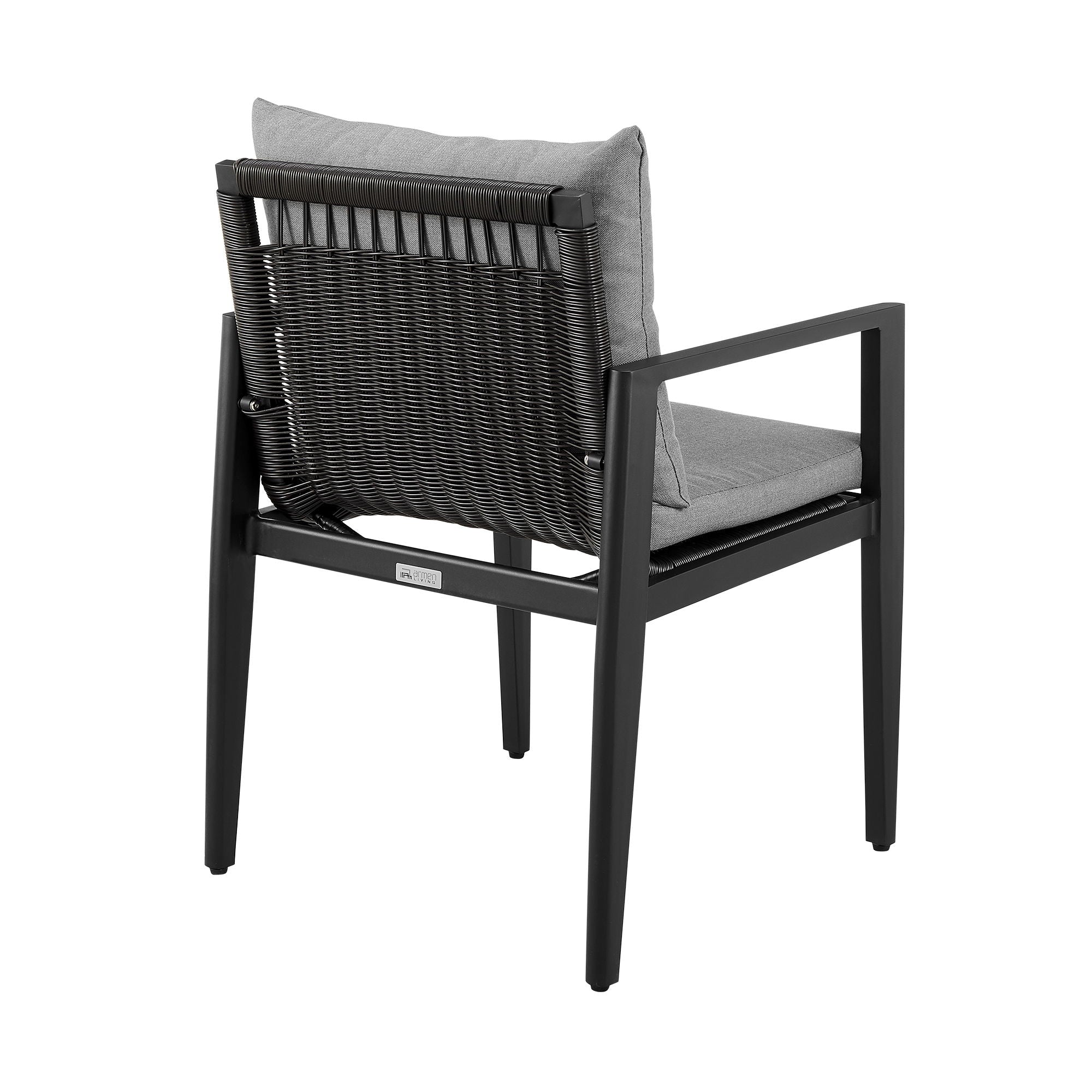 Cayman - Outdoor Patio Dining Chairs With Arms In Aluminum With Gray Cushions - (Set Of 2)