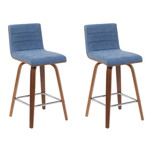Vienna - Modern Counter Height Swivel Bar Stool - Walnut Finished Wood Frame