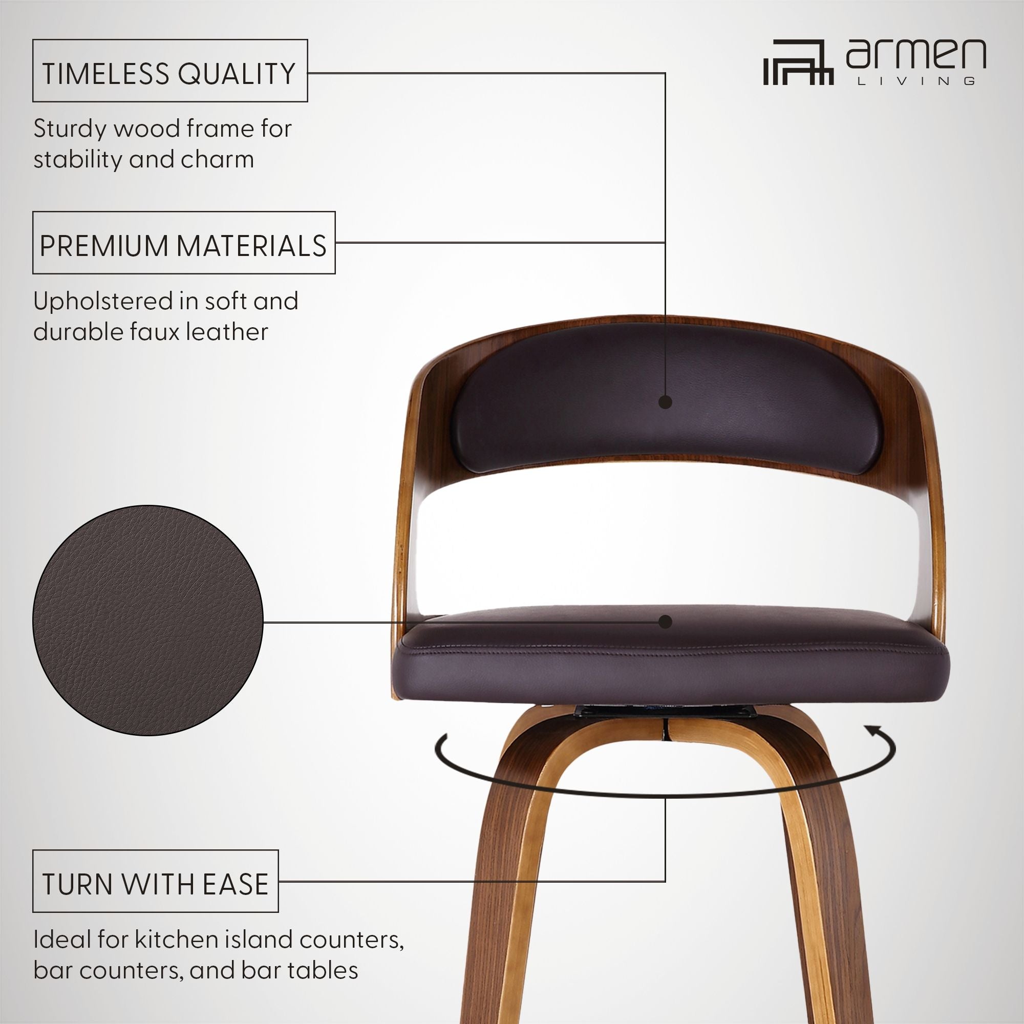 Shelly - 26" Counter Height Swivel Bar Stool