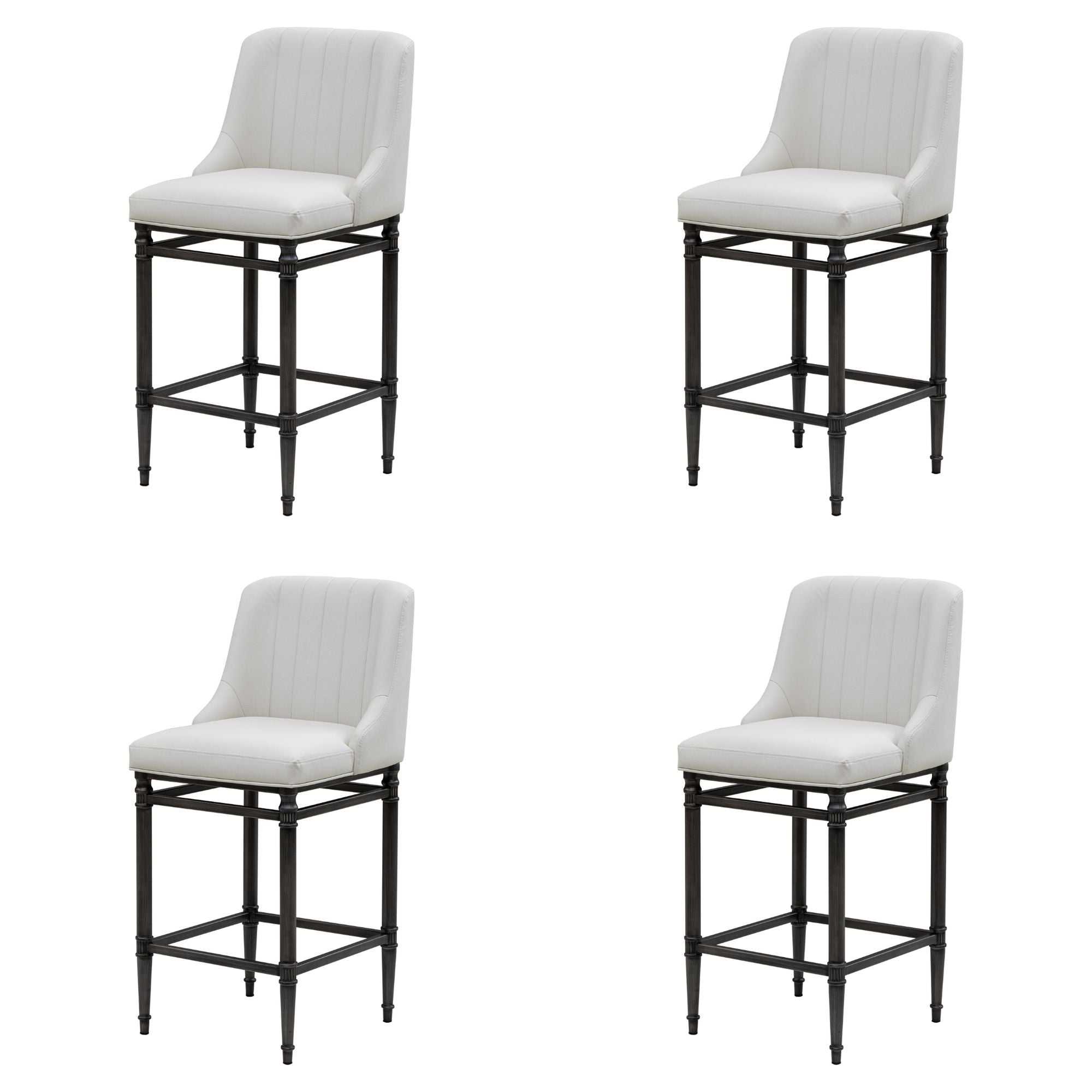 Marvin - Steel Frame Faux Leather Upholstered Bar Height Barstool