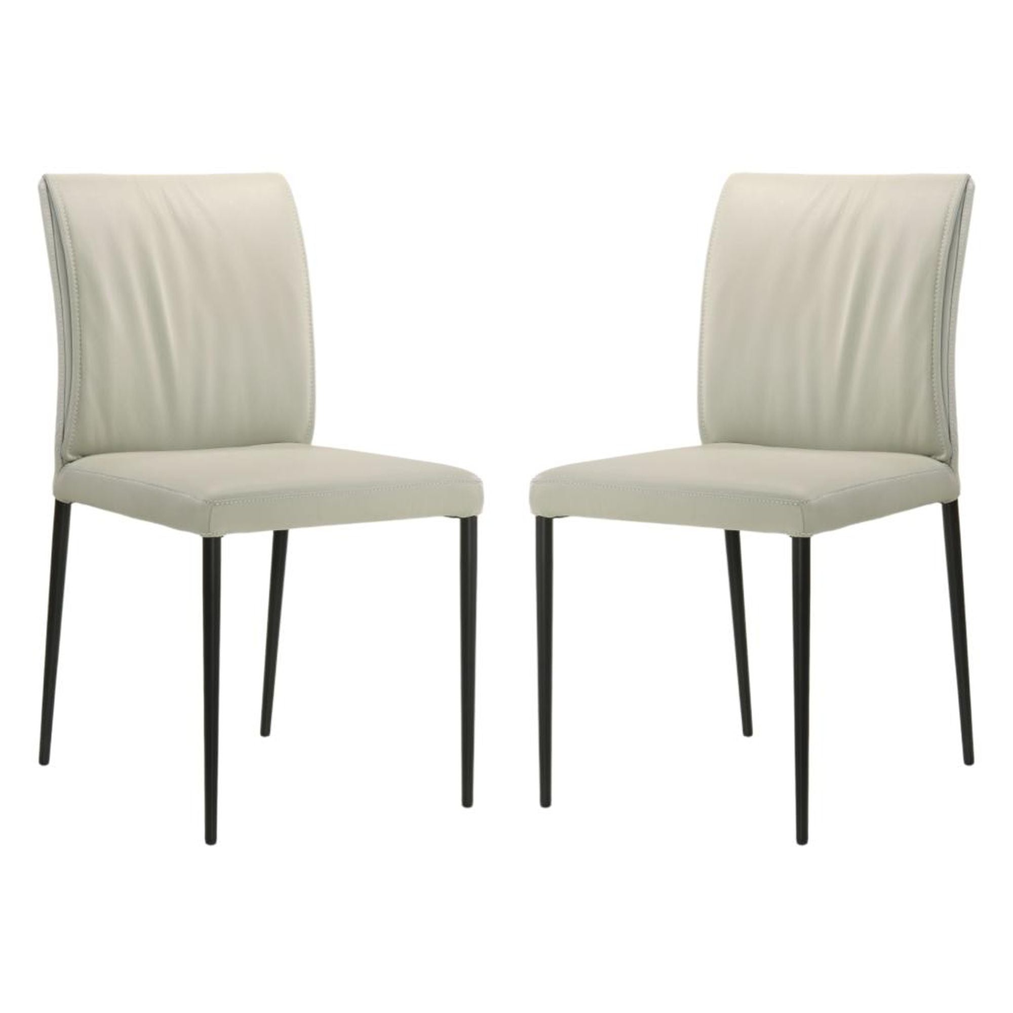 Meriam - Full Back Top Grain Leather Upholstered Metal Dining Chairs (Set of 2)
