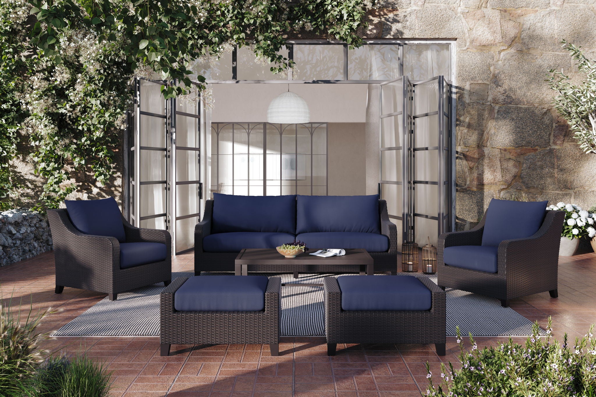 Skye - 2 Piece Sofa And Slat Top Coffee Table Set