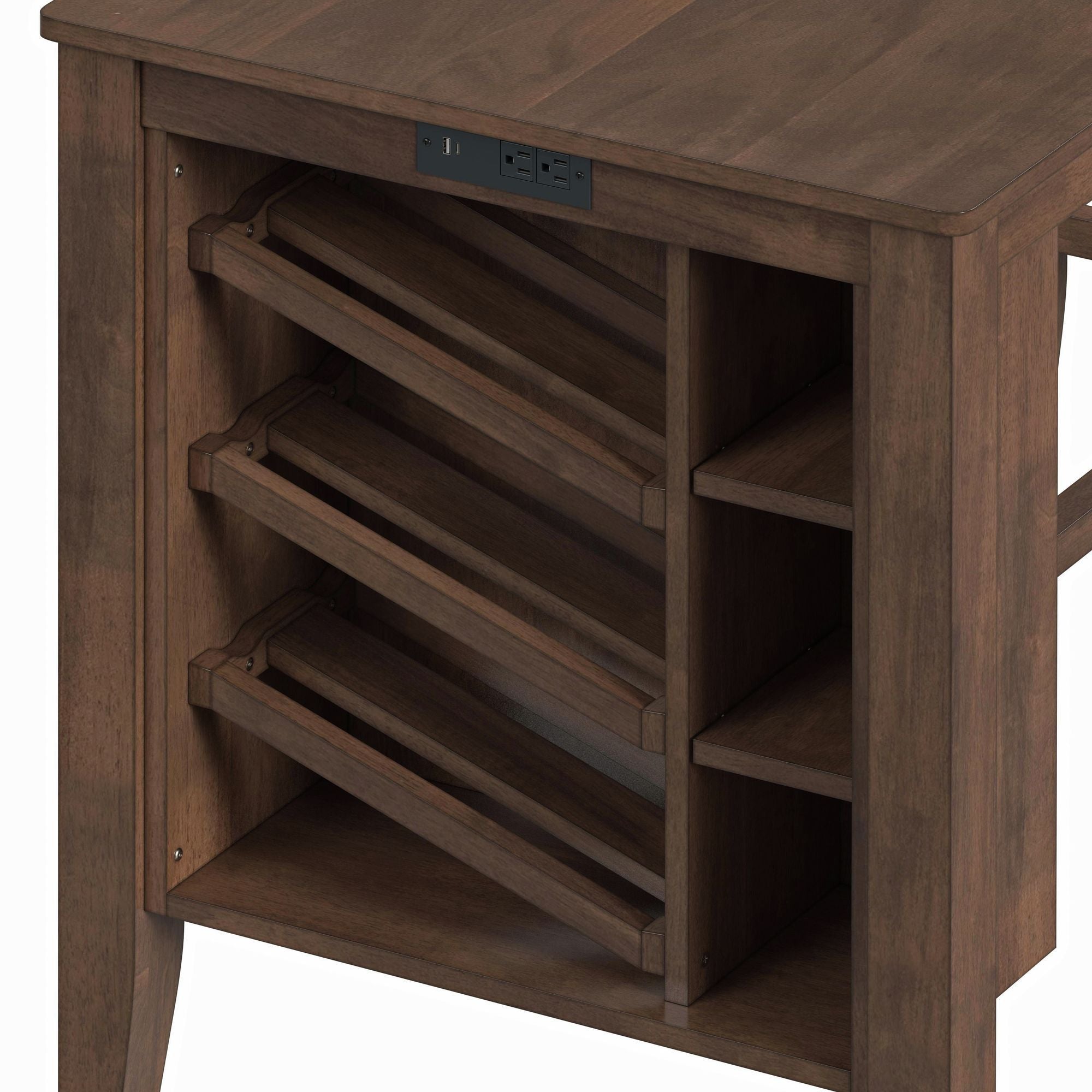 Santa Barbara - Kitchen Island & 2 Counter Stools With Fabric - Walnut / Dark Gray