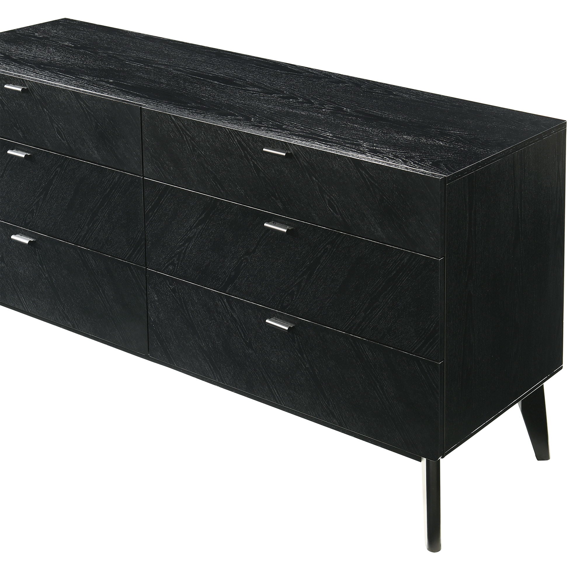 Petra - 6 Drawer Wood Dresser - Black