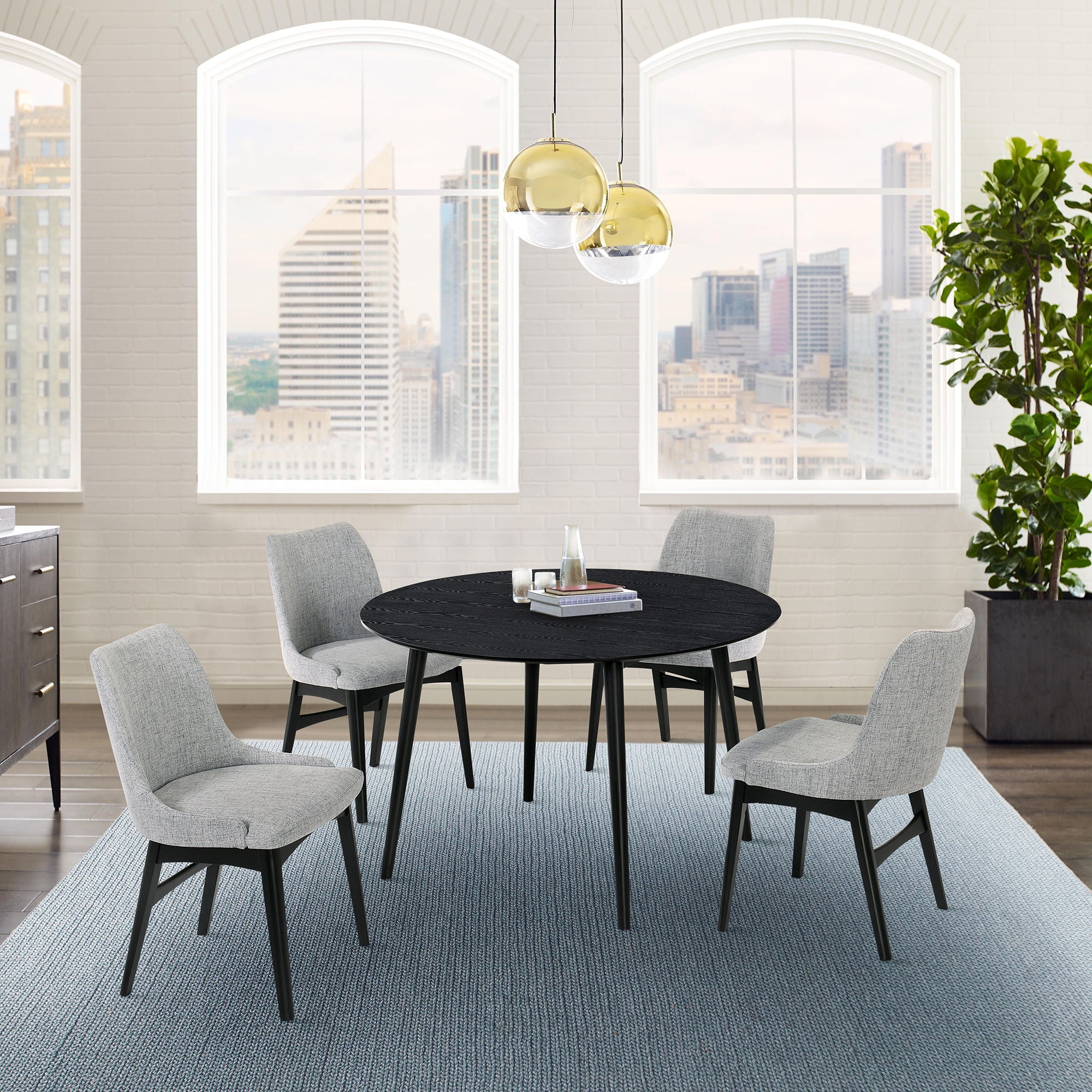 Arcadia And Azalea - Round 5 Piece Dining Set - Gray