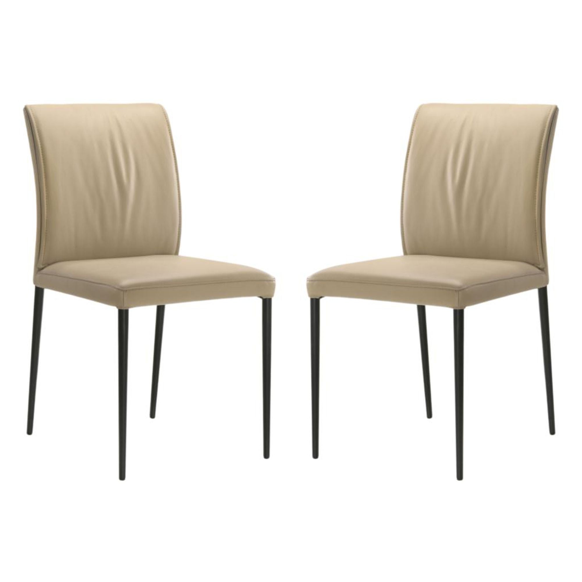 Meriam - Full Back Top Grain Leather Upholstered Metal Dining Chairs (Set of 2)
