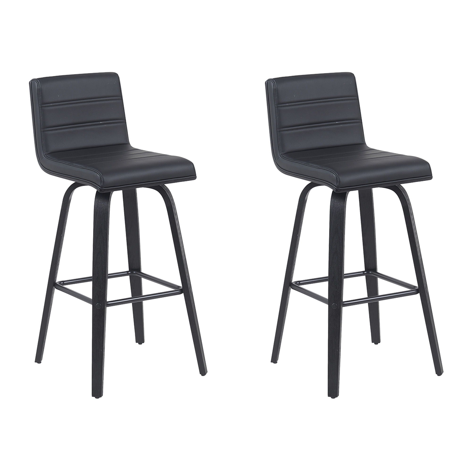 Vienna - Modern Swivel Bar Height Stool - Black Brushed Wood Frame