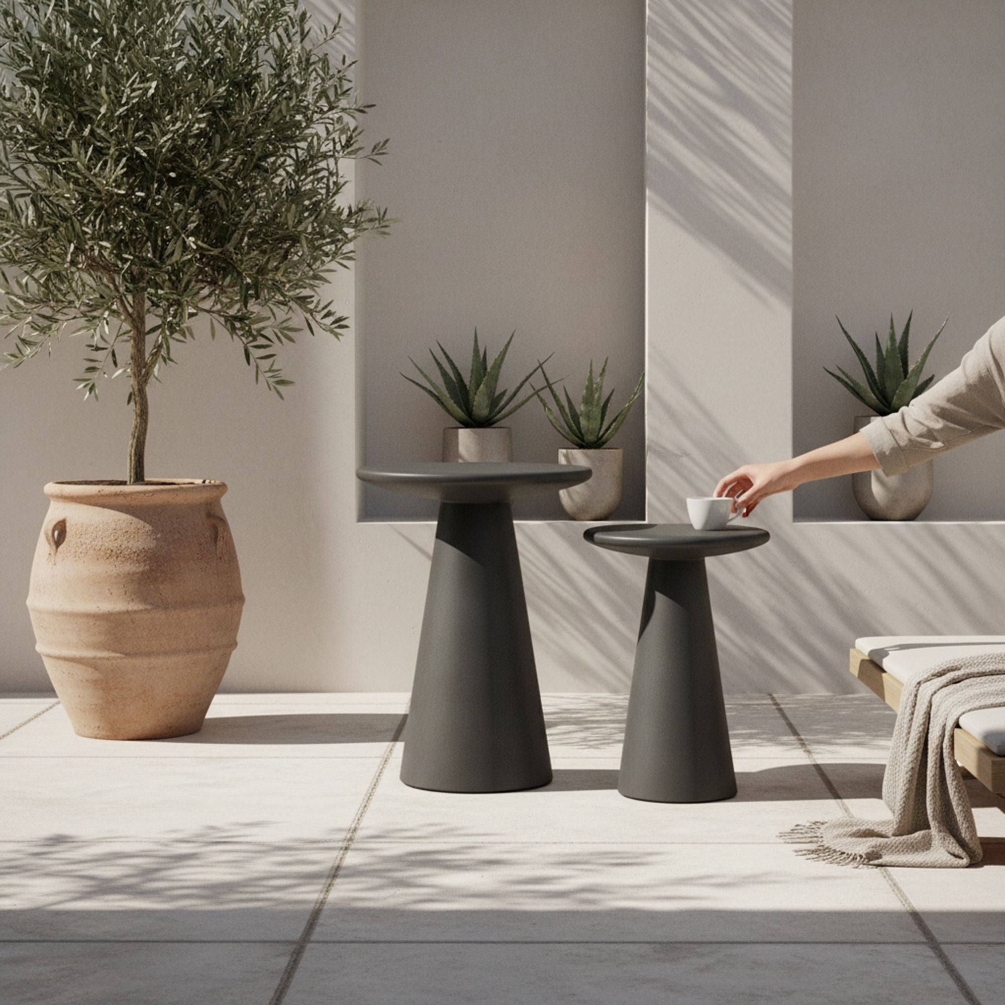 Nyima - Indoor Outdoor 2-Piece Table Set - Charstone Concrete Finish